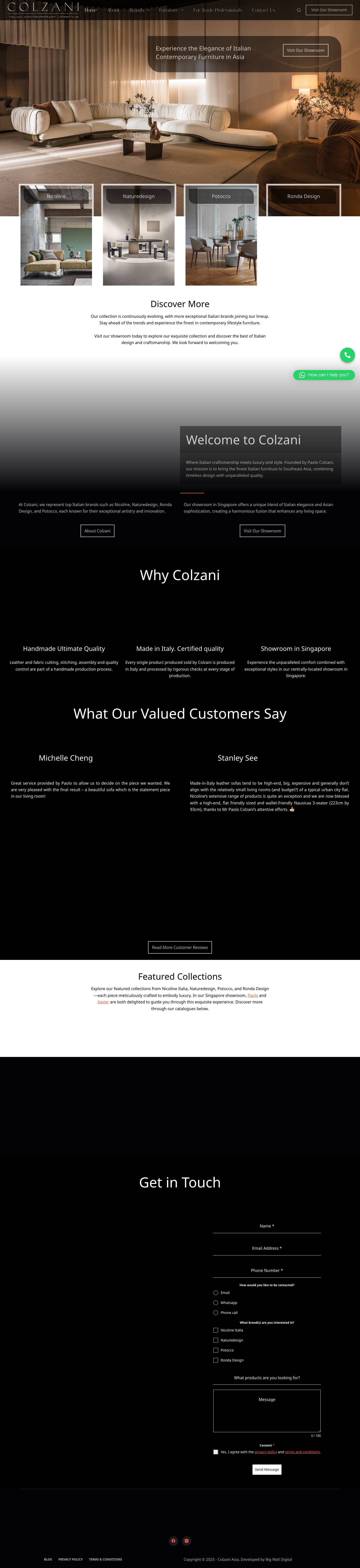 Luxury Italian Furniture Showroom in Singapore | Colzani - Full Screenshot