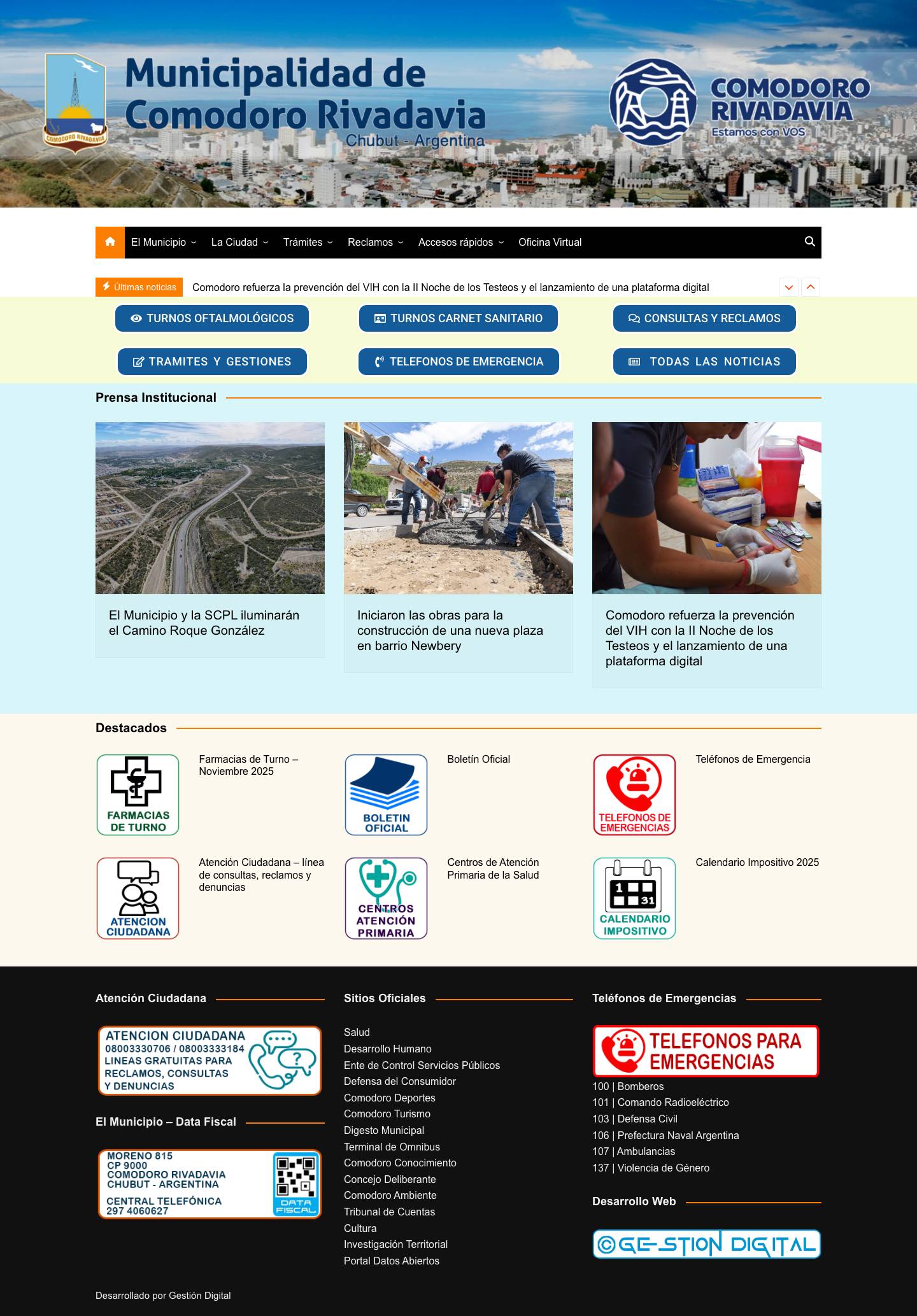 Municipalidad de Comodoro Rivadavia - Full Screenshot