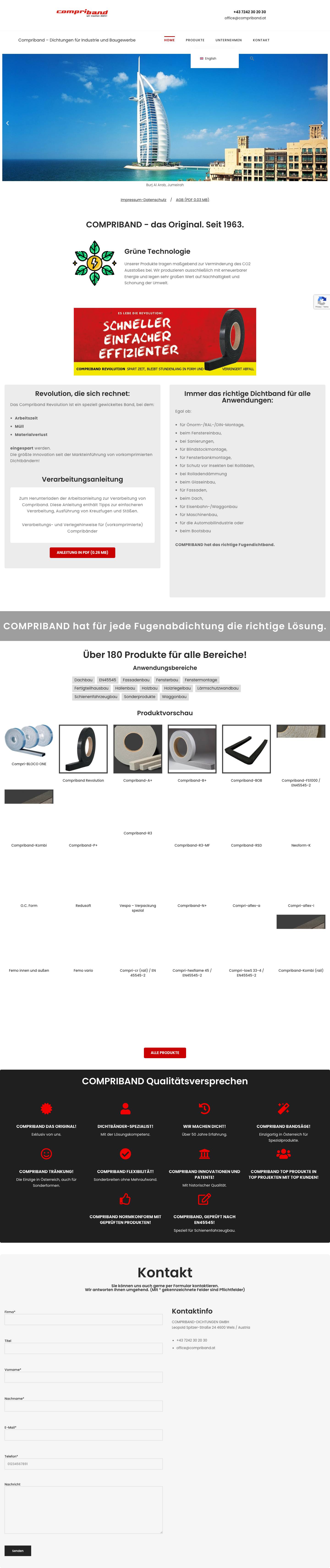 Compriband – Dichtungen für Industrie und Baugewerbe - Full Screenshot
