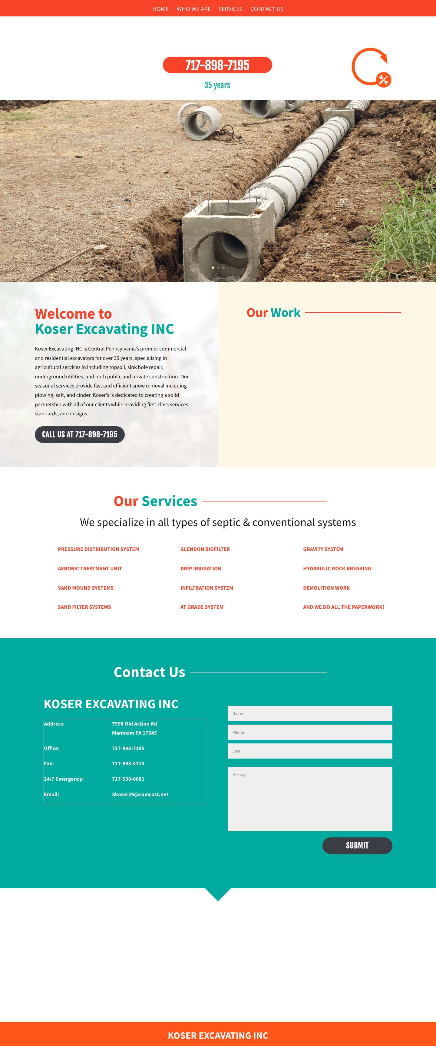 Home - Koser Excavating INC - Full Screenshot