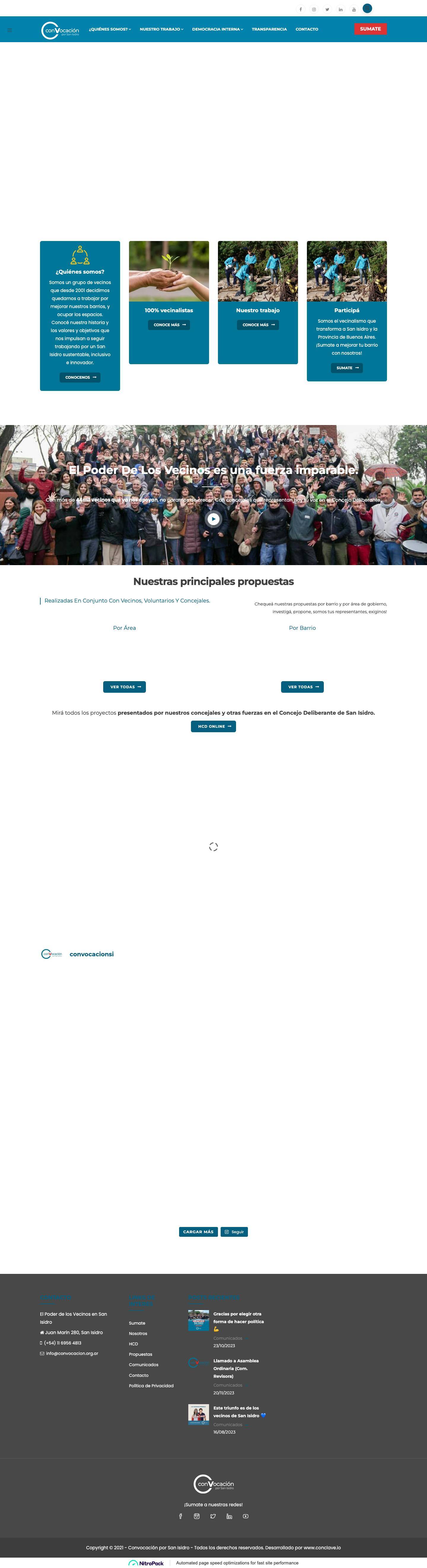 Inicio - Convocación por San Isidro - Full Screenshot