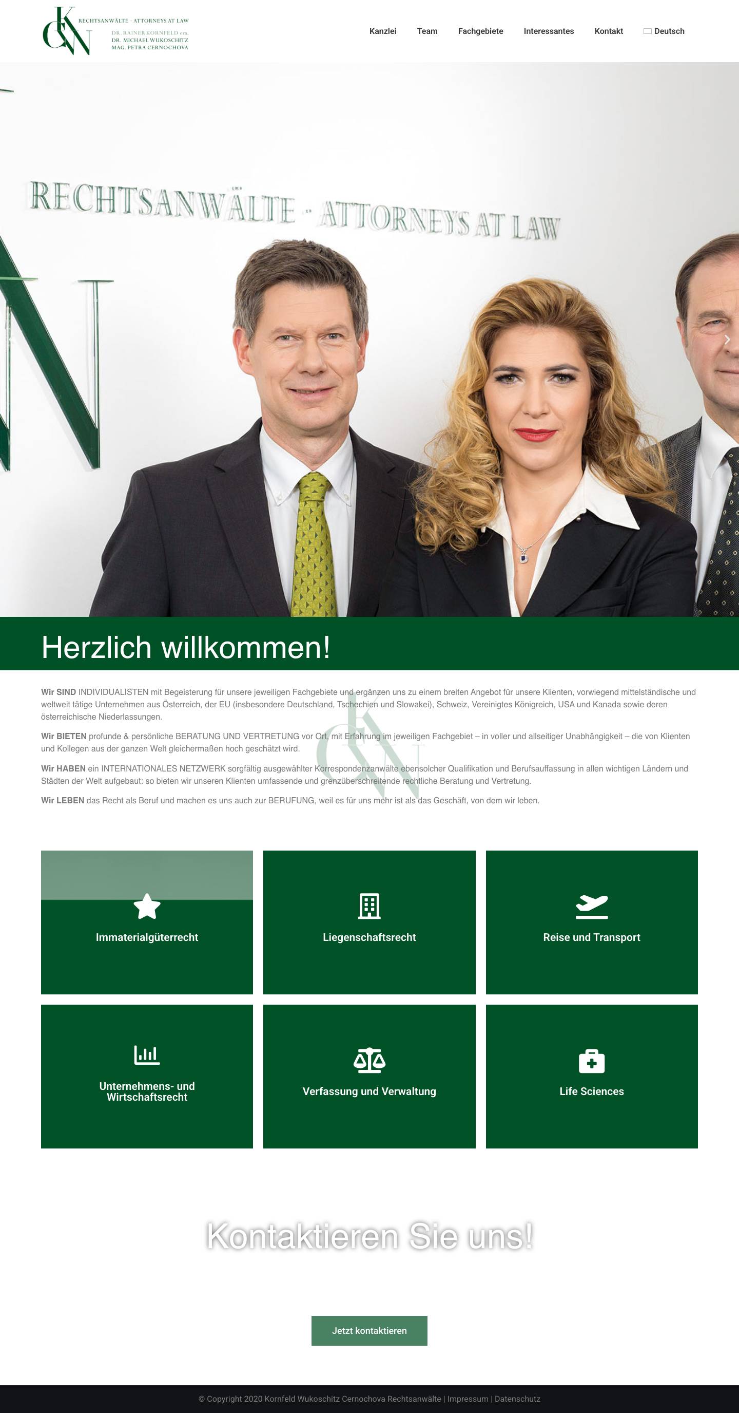 Rechtsanwälte - Kornfeld Wukoschitz Cernochova - Full Screenshot