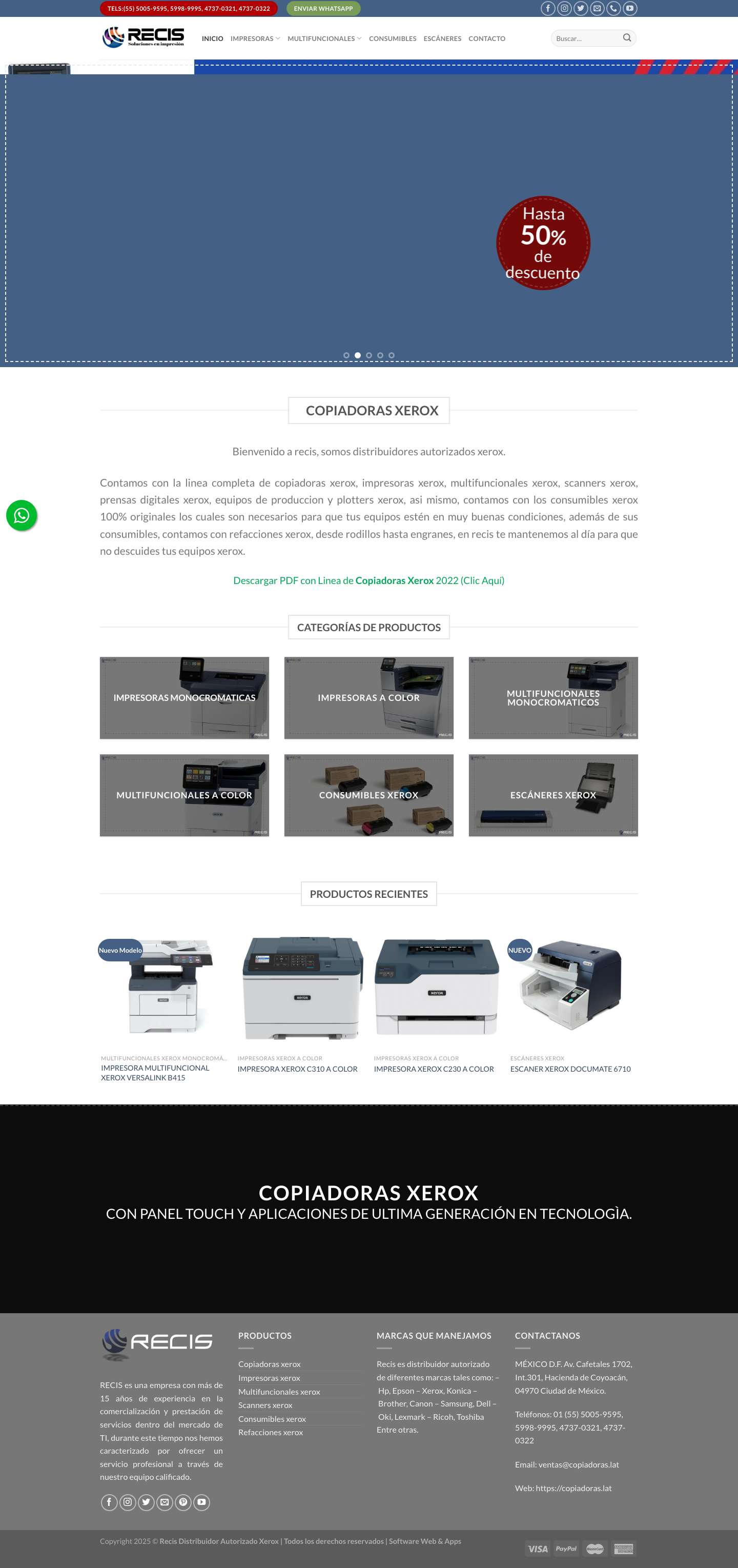 COPIADORAS XEROX, CONSUMIBLES XEROX EN MEXICO. - Full Screenshot