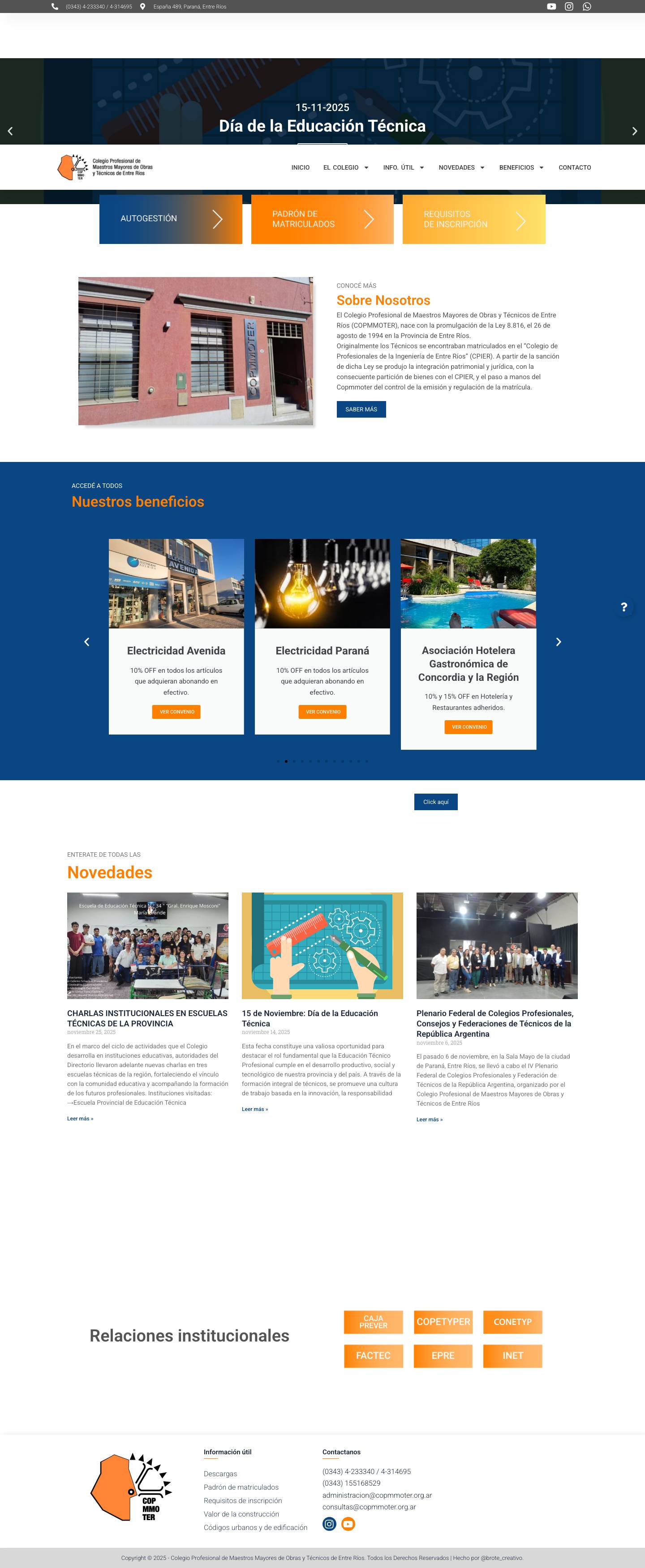 COPMMOTER – Colegio Profesional de Maestros Mayores de Obra y Técnicos de Entre Ríos - Full Screenshot