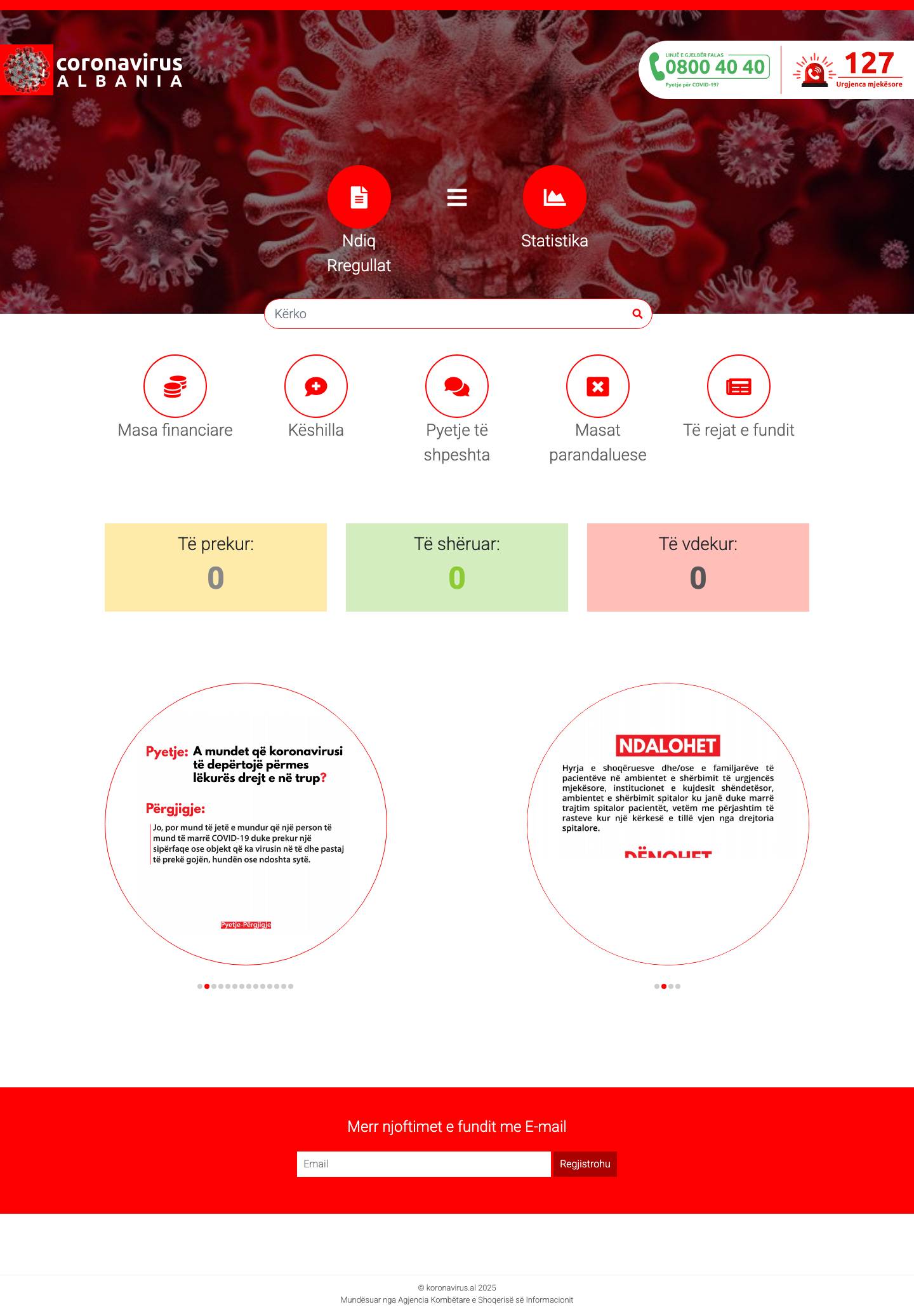 Coronavirus.al - Full Screenshot