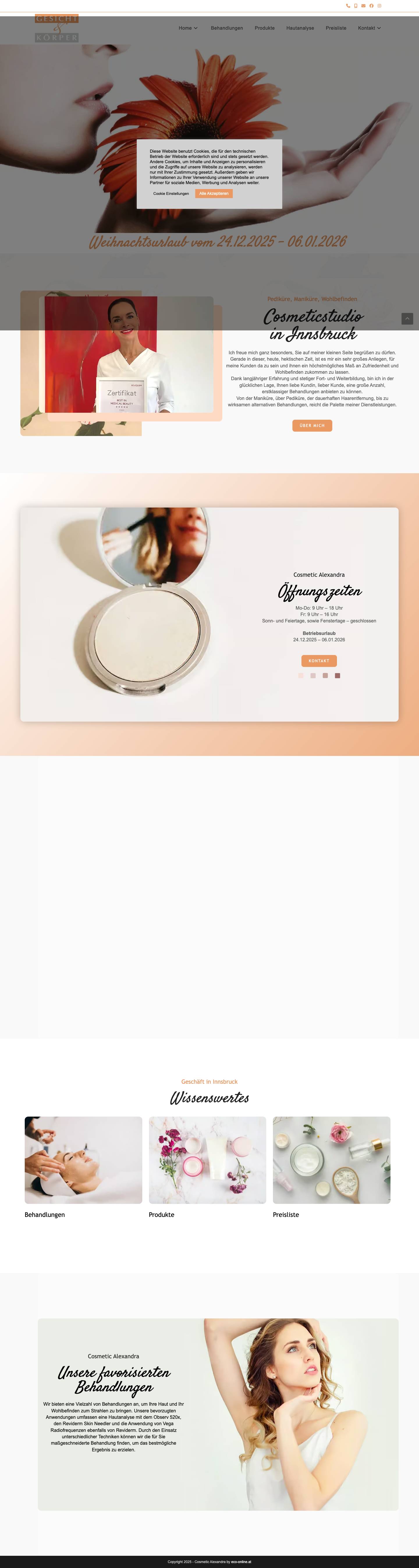 Cosmeticstudio Alexandra in Innsbruck - Full Screenshot