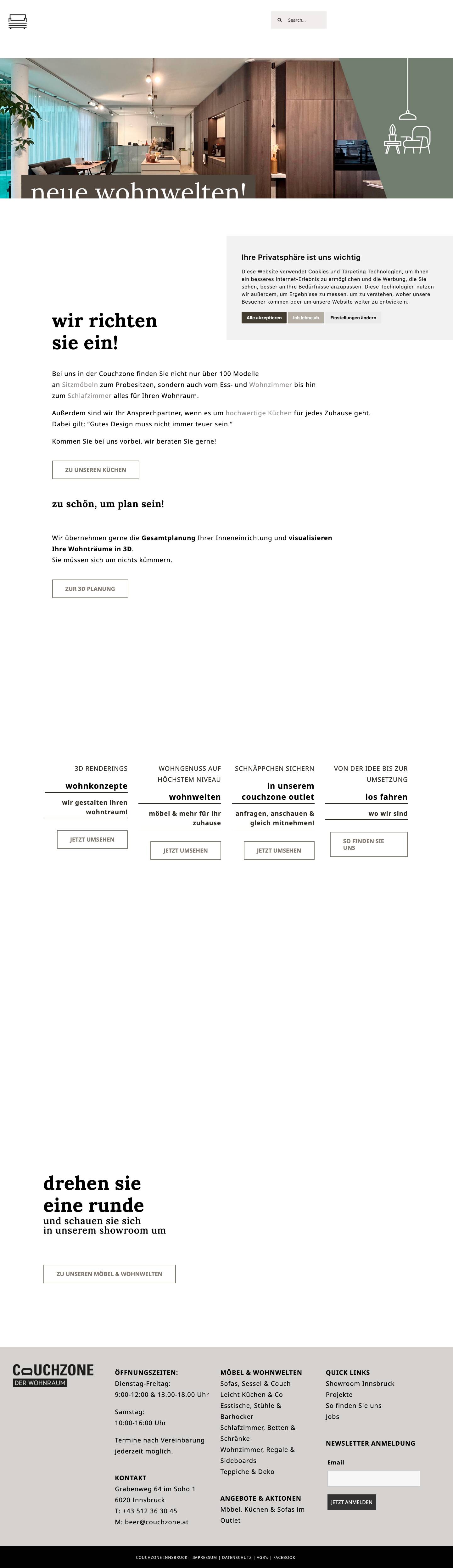 Möbel & hochwertiges Interior Design - COUCHZONE - Innsbruck, Tirol - Full Screenshot