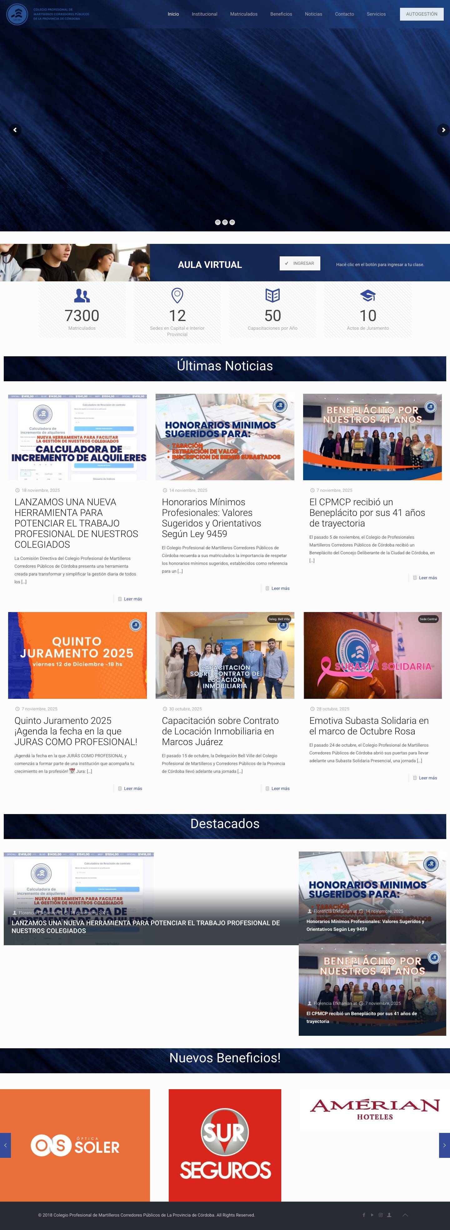 Colegio Profesional de Martilleros Corredores Públicos de La Provincia de Córdoba – CPMCP - Full Screenshot