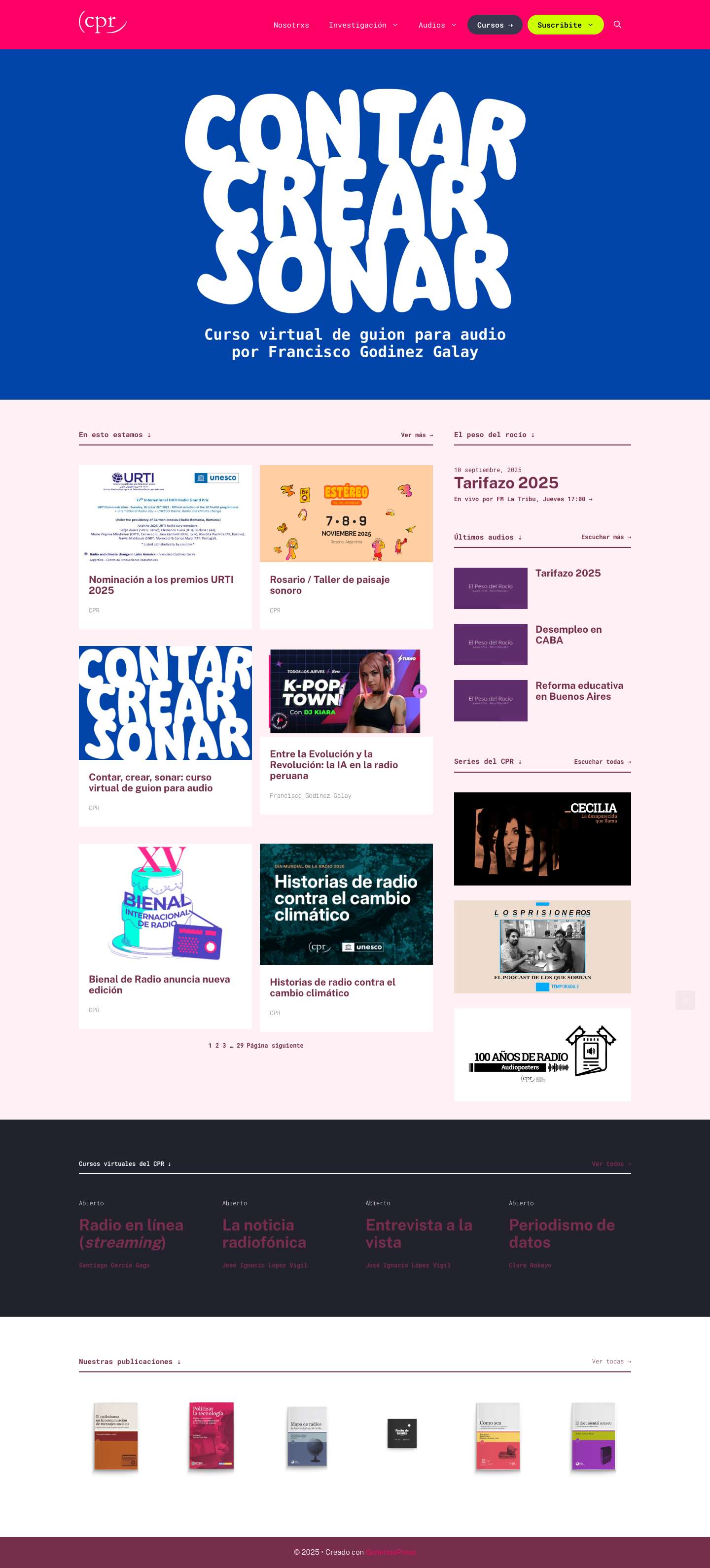 El Centro de Producciones Radiofónicas es un colectivo de producción, experimentación, investigación y capacitación dedicado a la radio. - Full Screenshot