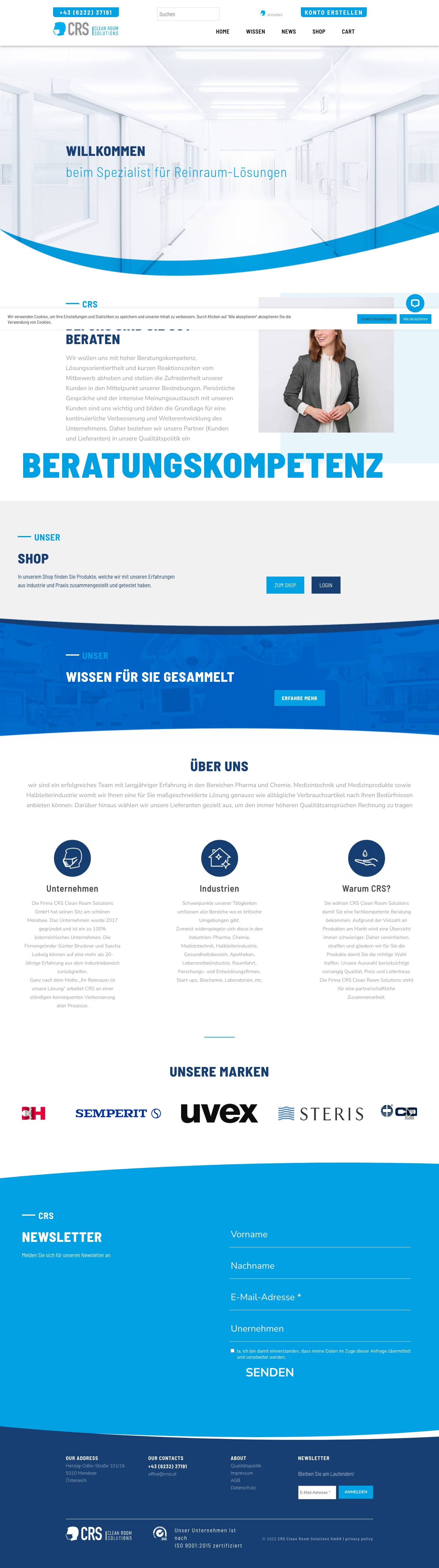 Clean Room Solutions – Willkommen beim Spezialist für Reinraumlösungen - Full Screenshot