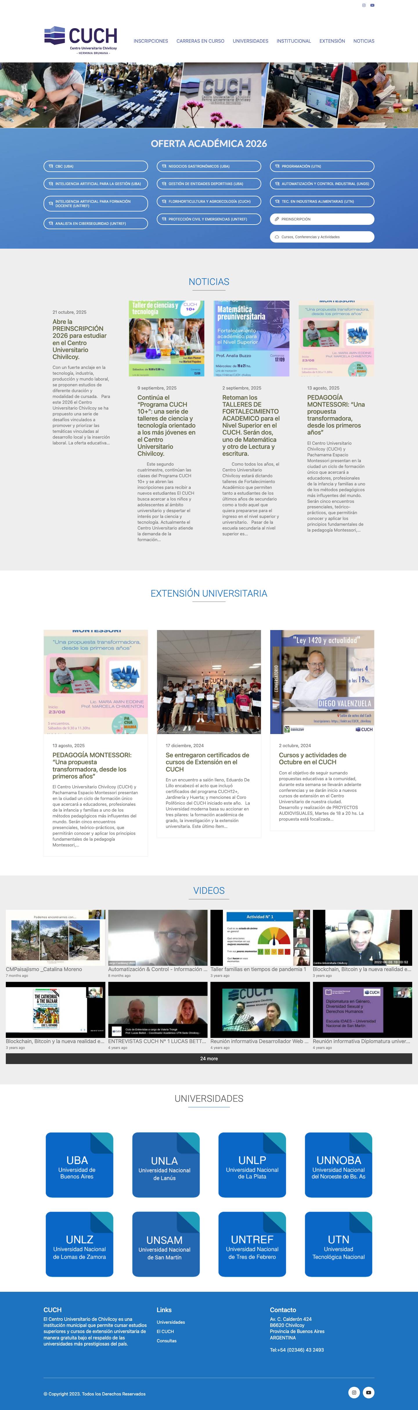 Inicio - Centro Universitario Chivilcoy - Full Screenshot