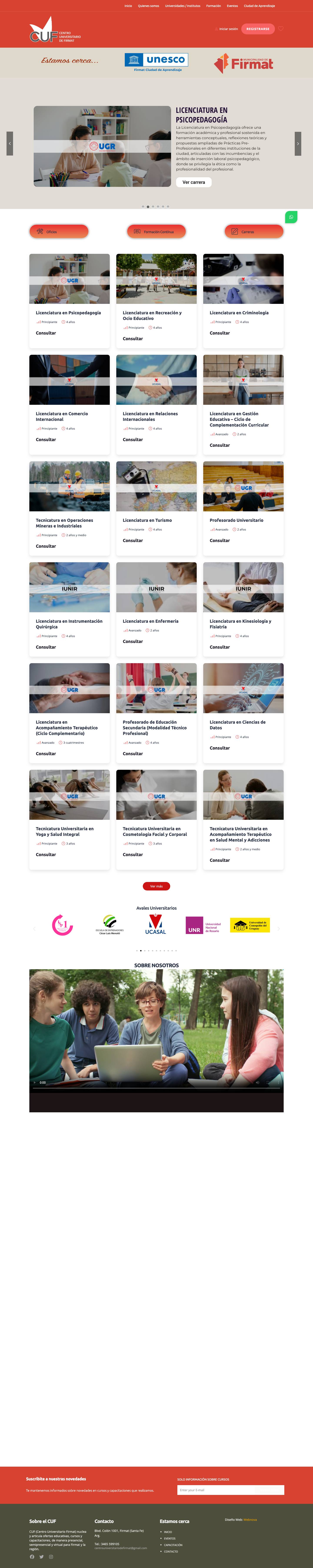 Inicio - CUF (Centro Universitario Firmat) - Full Screenshot