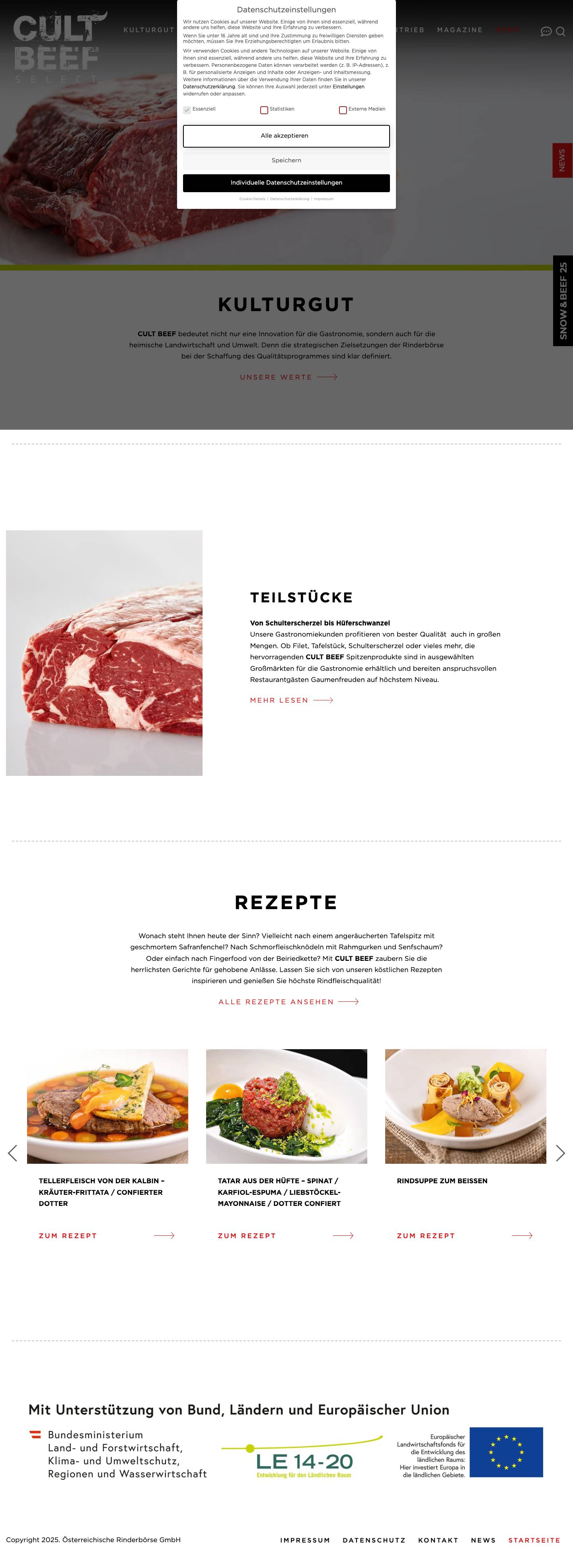 CULT BEEF steht wortwörtlich für handverlesene Qualität. - Full Screenshot