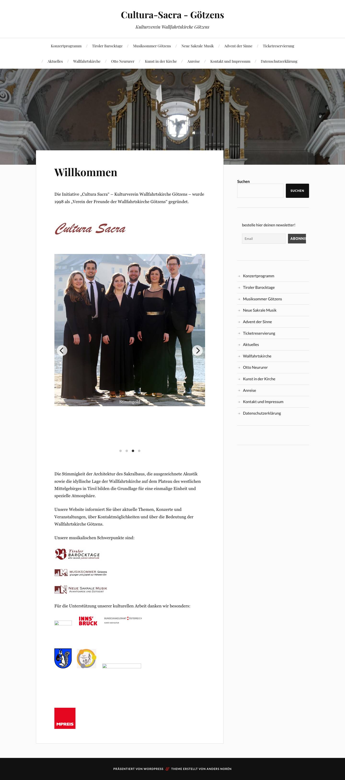 Willkommen - Cultura-Sacra - Götzens - Full Screenshot