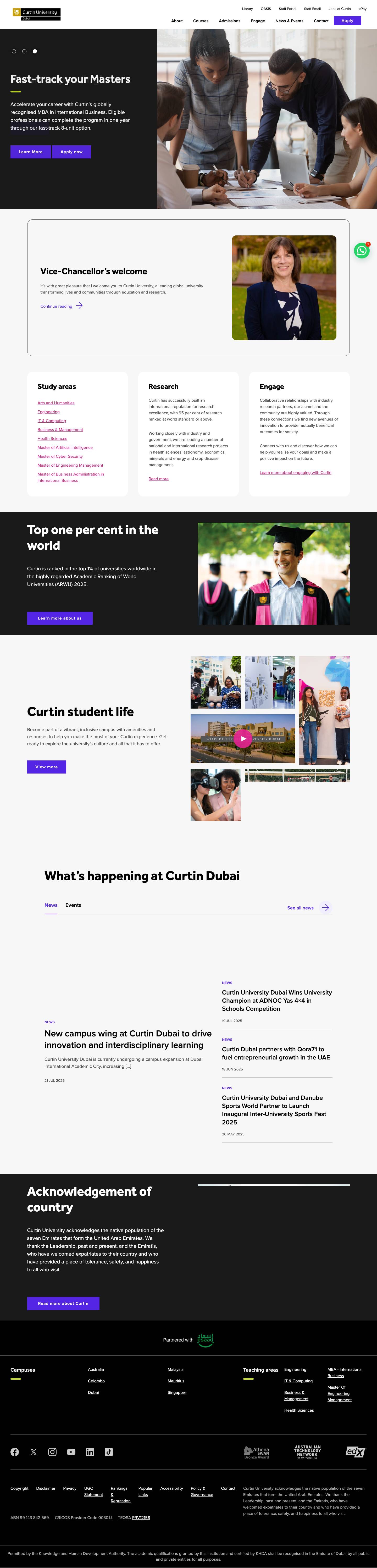 Top Ranked Australian University in Dubai - Curtin University DubaiWhatsApp - Full Screenshot