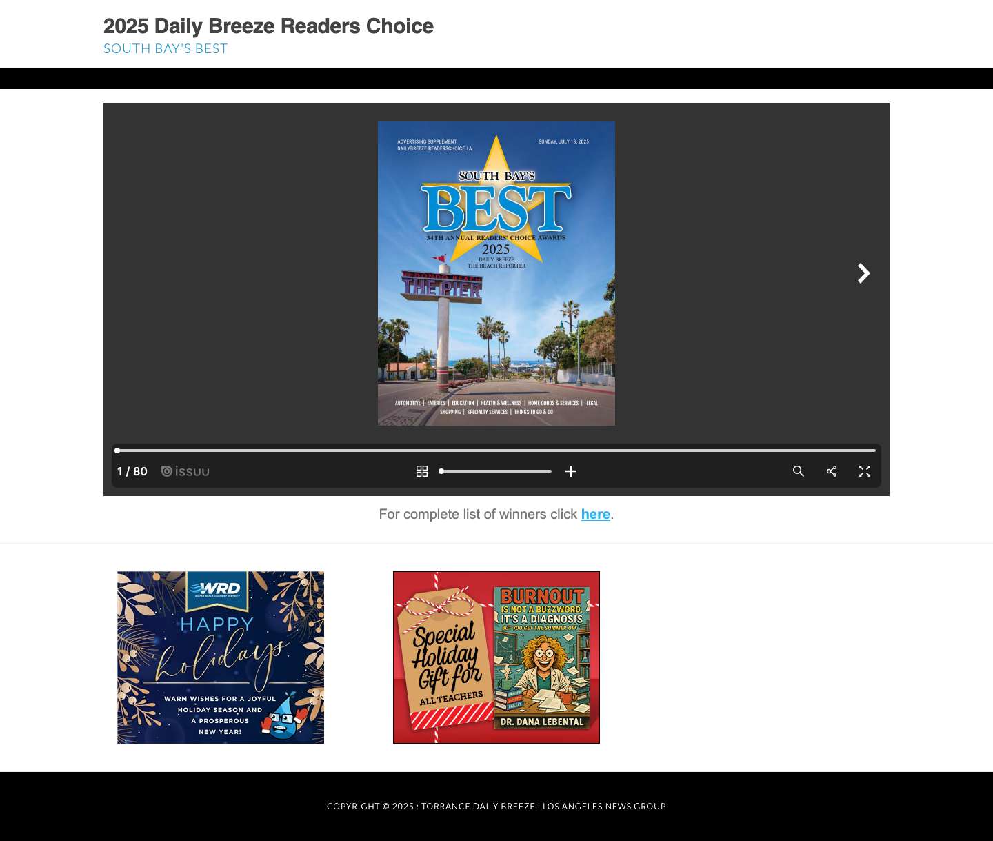 2025 South Bay's RC on issuu.com - 2025 Daily Breeze Readers ChoiceFacebookTwitter - Full Screenshot