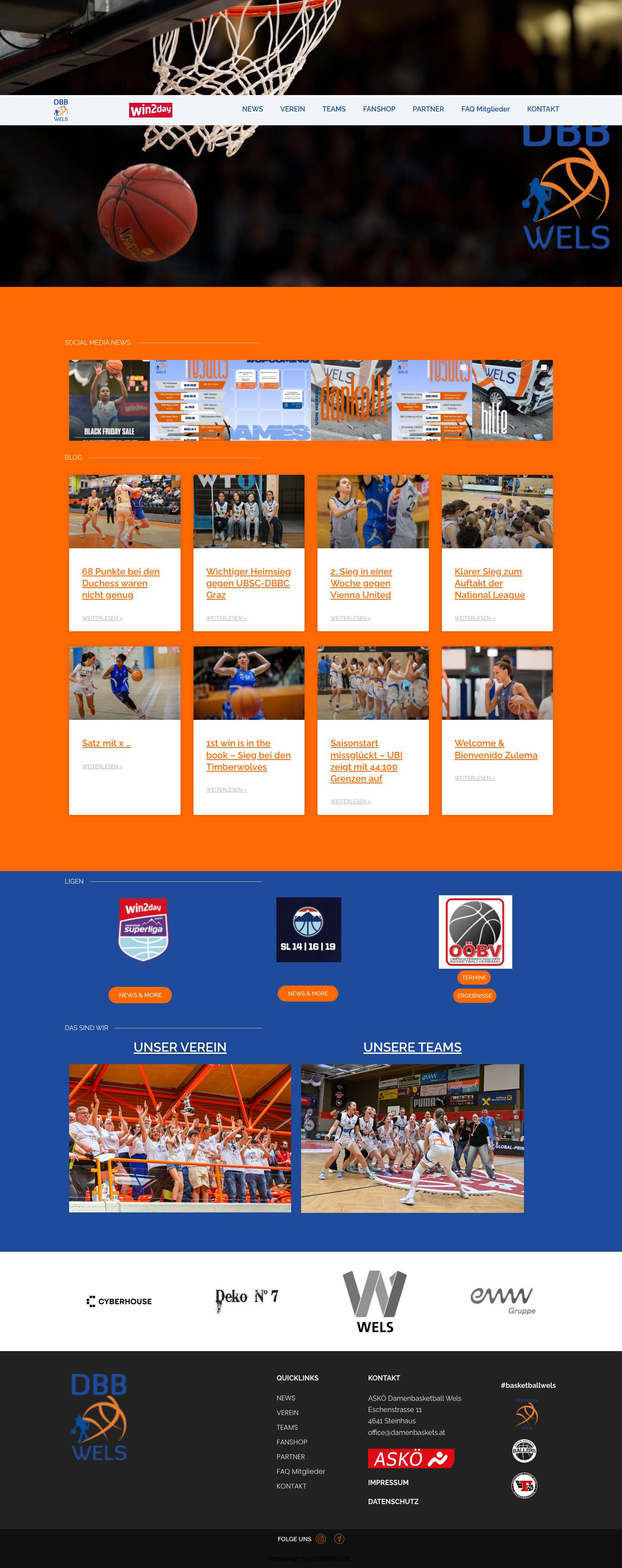 Home - Damenbasketball - DBB Wels - Full Screenshot