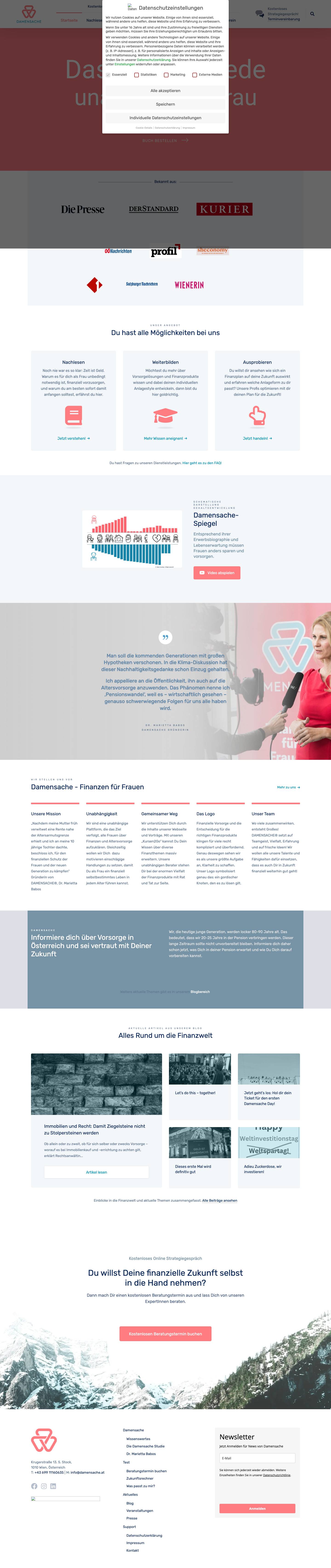 Damensache - Unabhängige Finanzberatung für Frauen - Full Screenshot