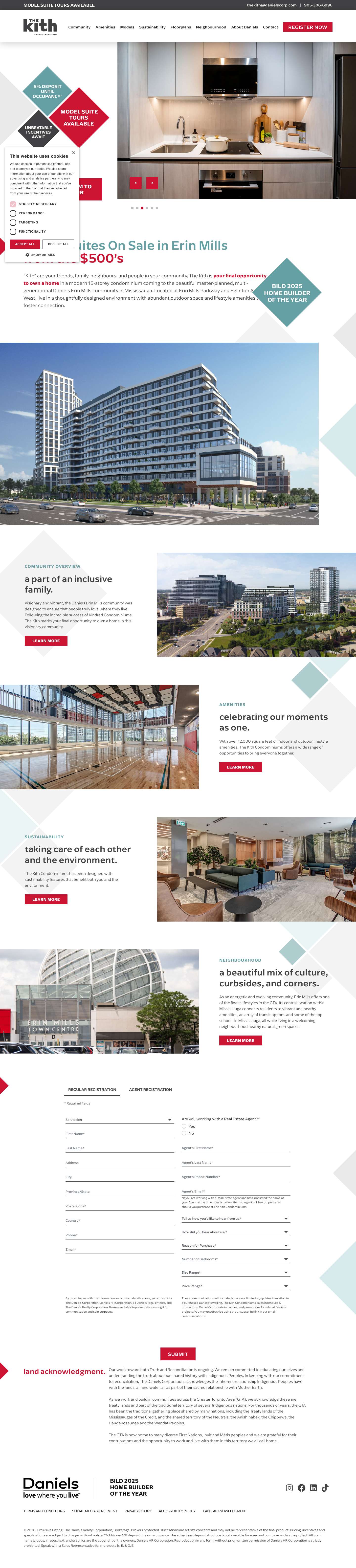The Kith Condominiums at Daniels Erin Mills: Official Website by The Daniels Corporation - Full Screenshot
