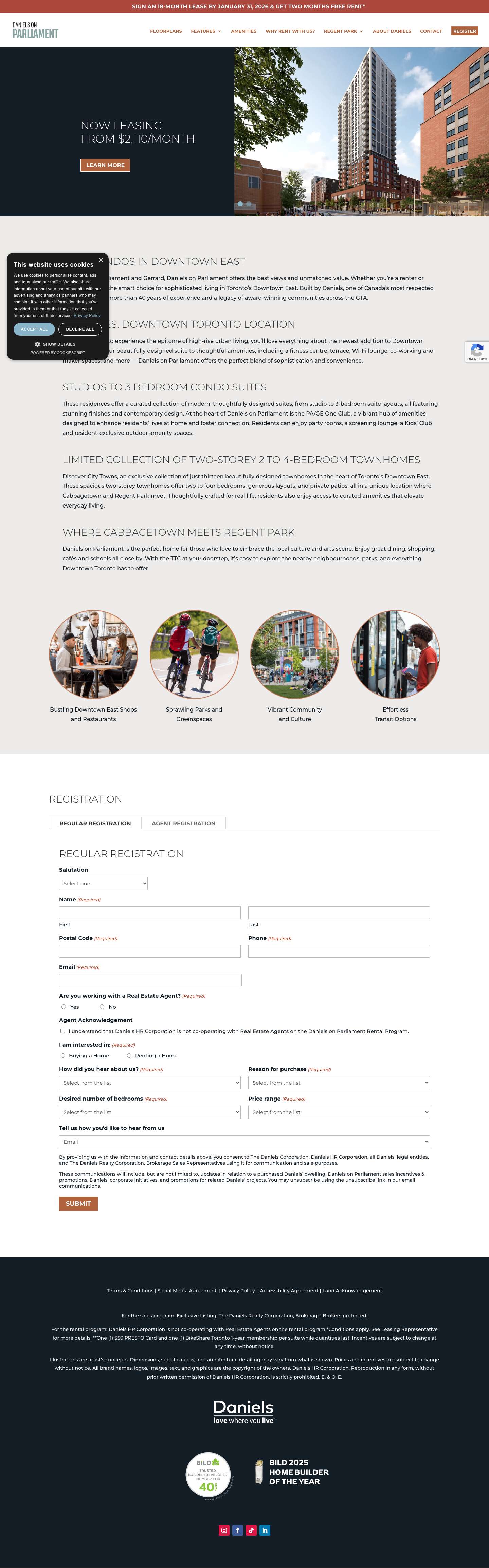 Daniels on Parliament: Modern Condos | Official Website - Full Screenshot