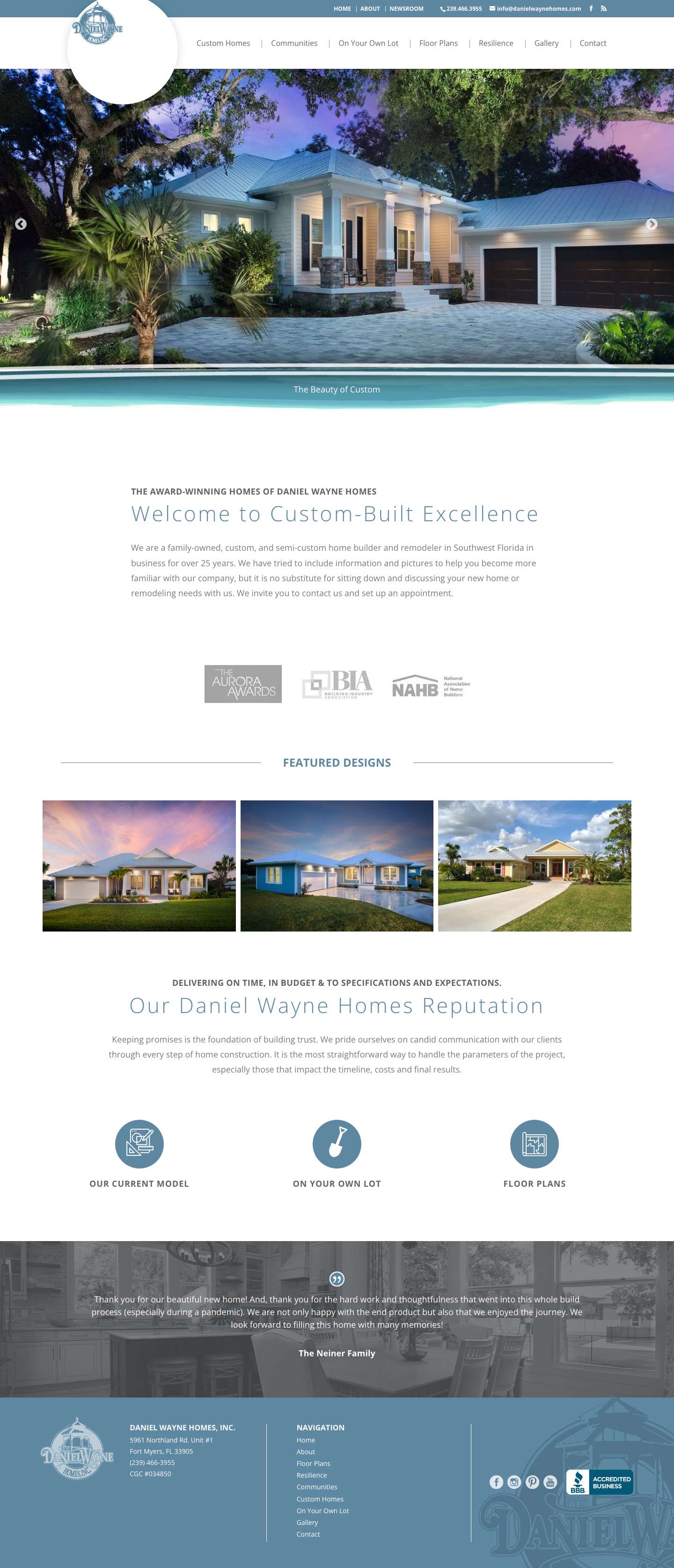 Home - Daniel Wayne Homes - Full Screenshot