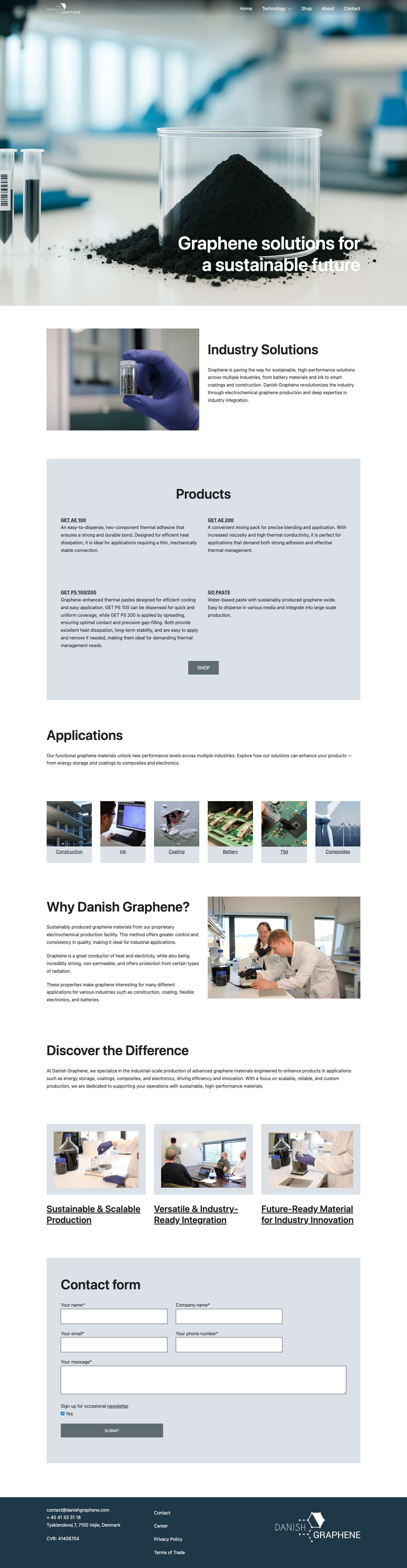 Graphene solutions for the industry | Danish Graphene - Full Screenshot