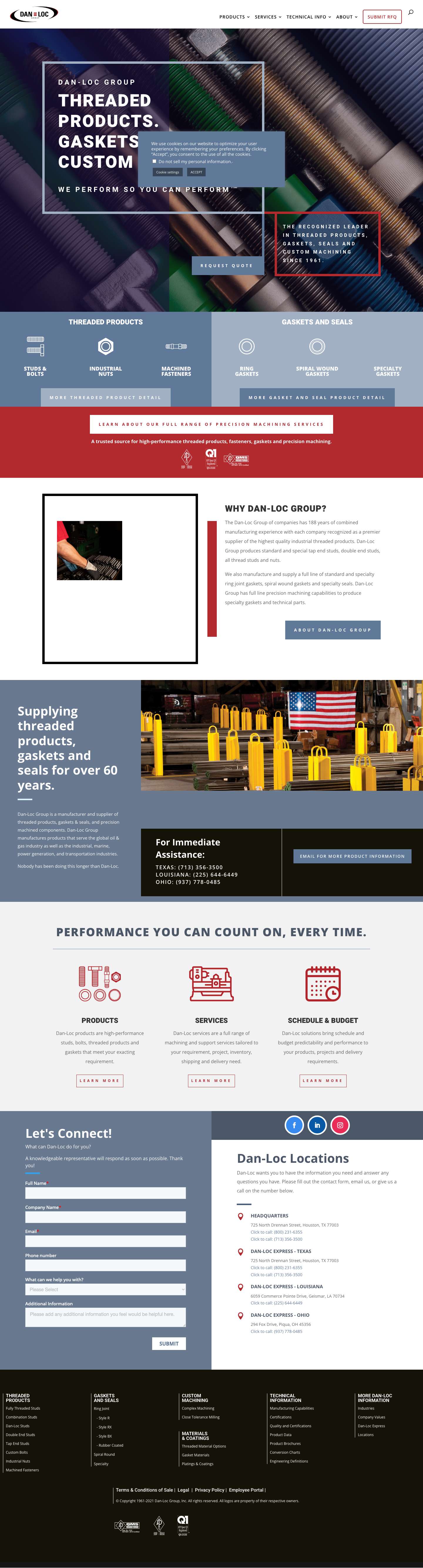 Industrial Threaded Products, Fasteners, Gaskets & Machining - Full Screenshot