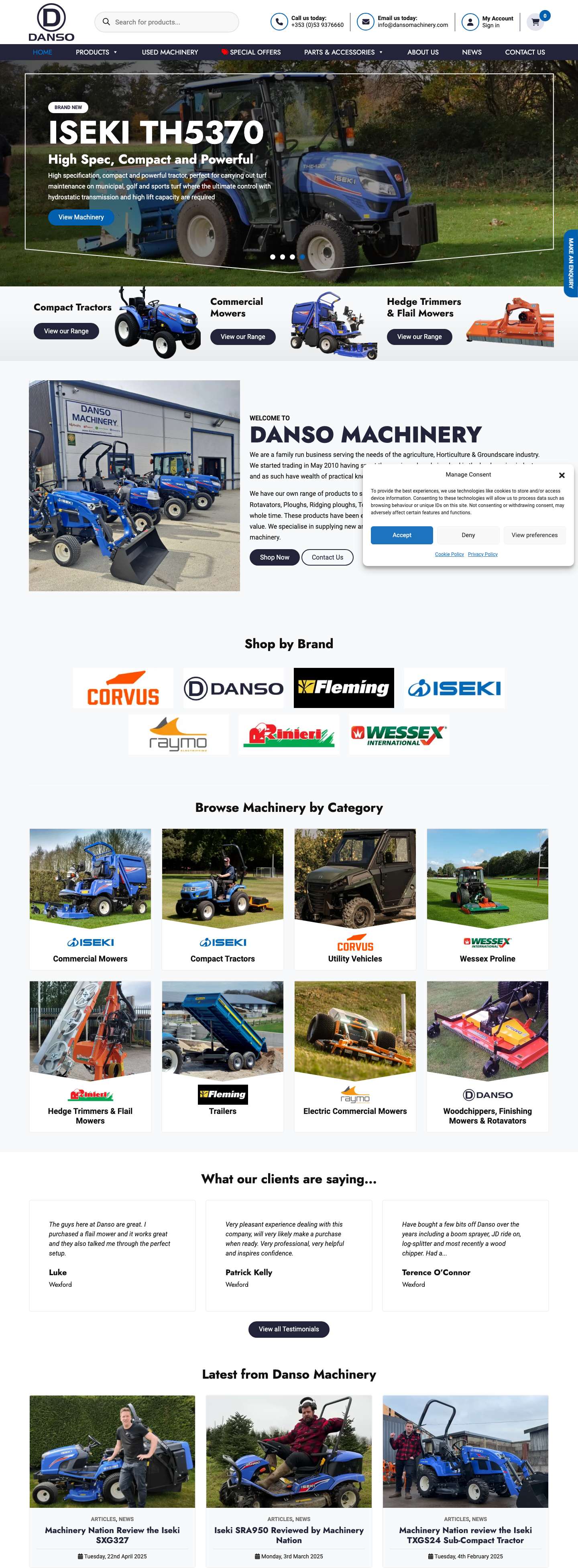 Danso Machinery - Garden Machinery & Part Specialists & Supplier - Full Screenshot