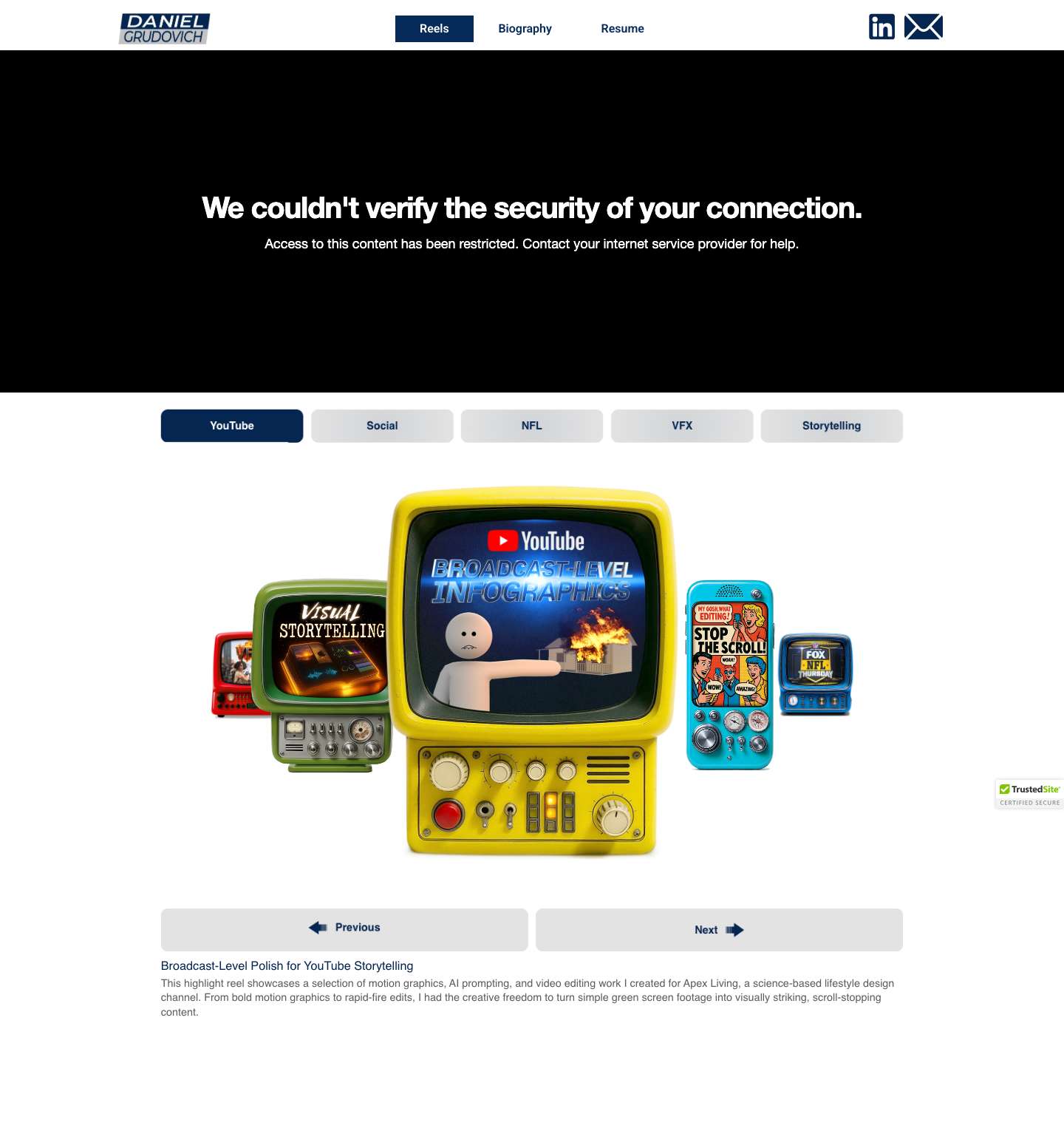 Daniel Grudovich's Portfolio – Premium edits & motion graphics for creators and brands - Full Screenshot