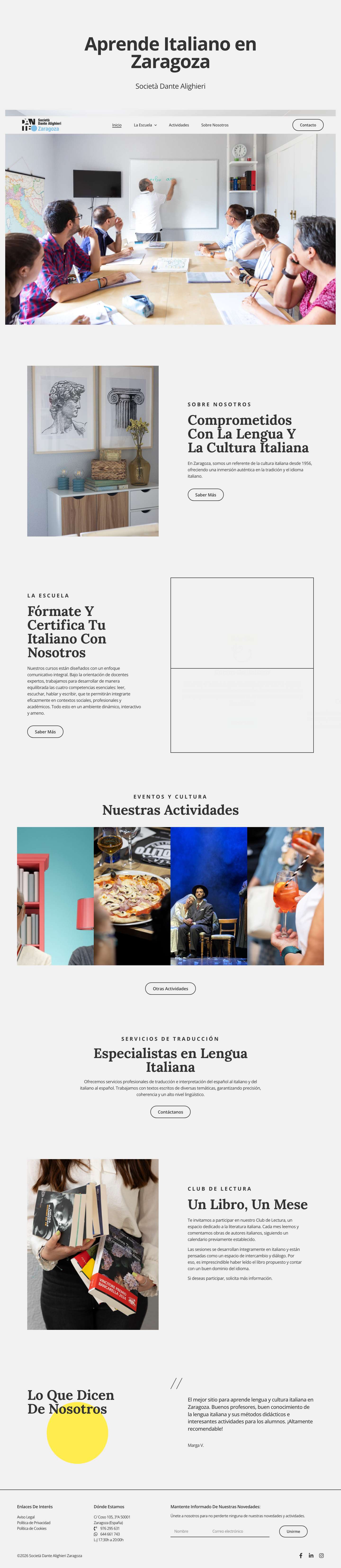 Inicio - Dante Alighieri – Zaragoza - Full Screenshot