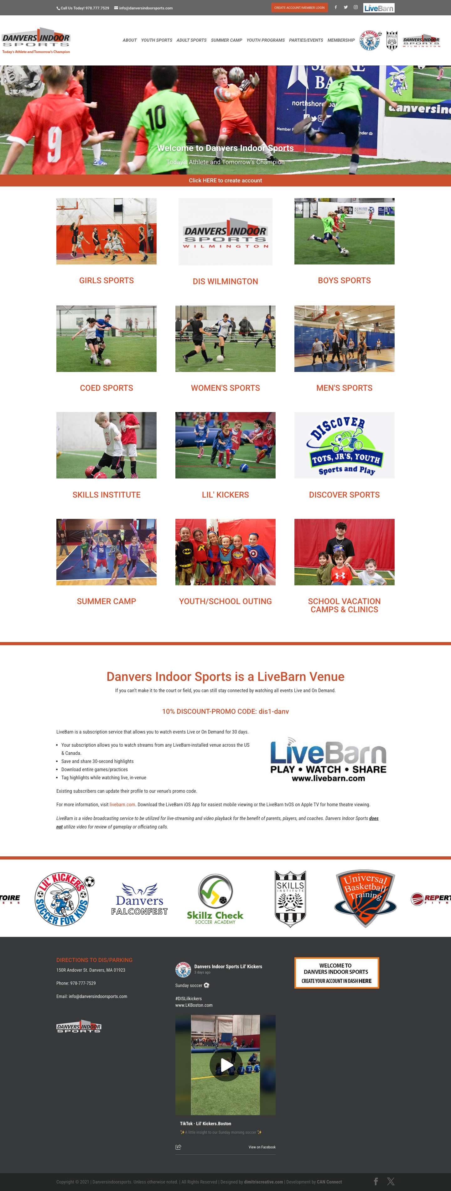 Home - Danvers Indoor Sports - Full Screenshot