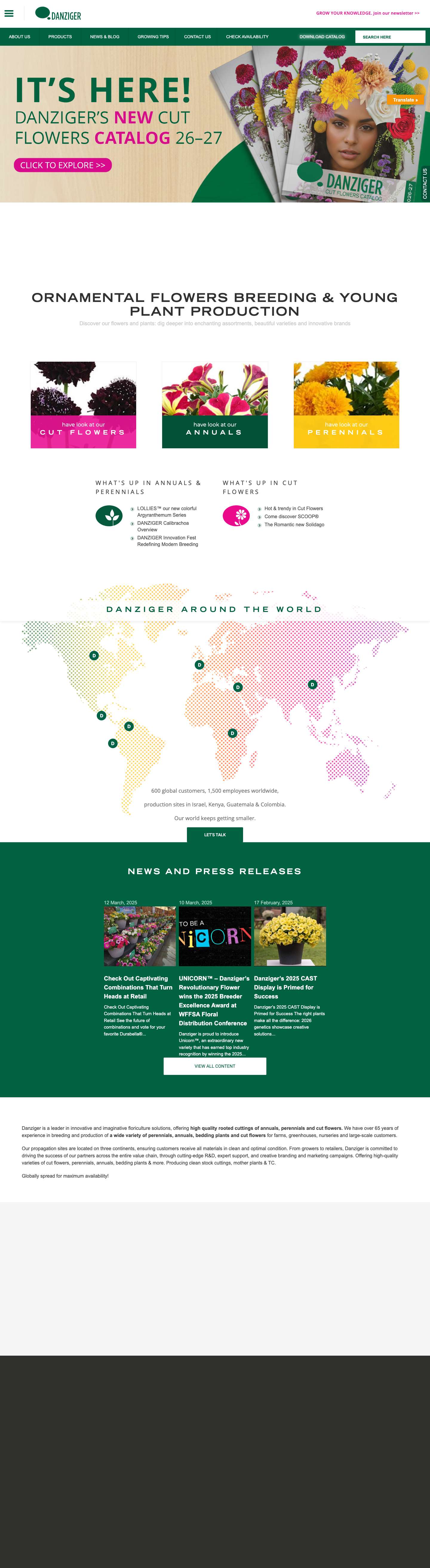 Danziger: Ornamental Flower Breeder & Young Plant Producer - Full Screenshot