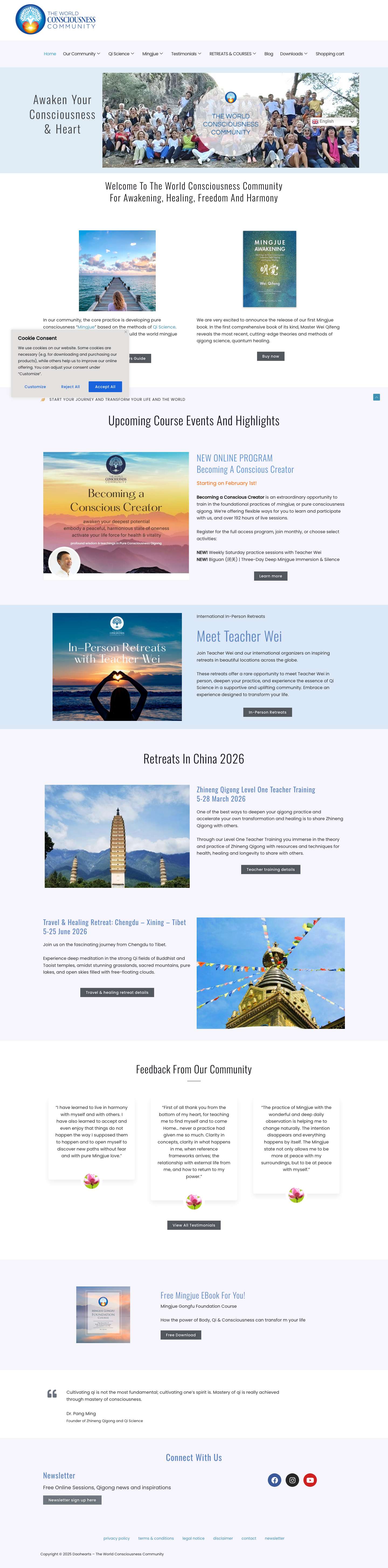 Home - Daohearts - The World Consciousness Community - Full Screenshot