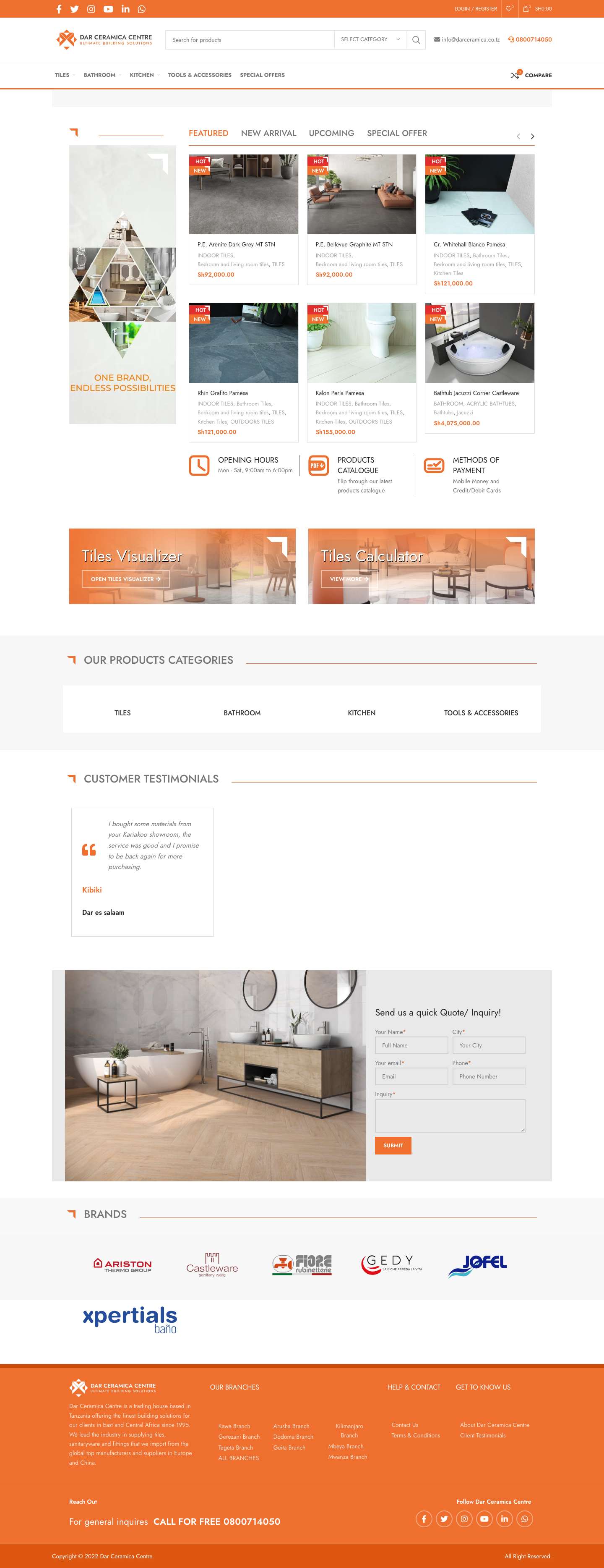 Tiles, Sanitary Ware & Sanitary Fittings | Dar Ceramica - Full Screenshot