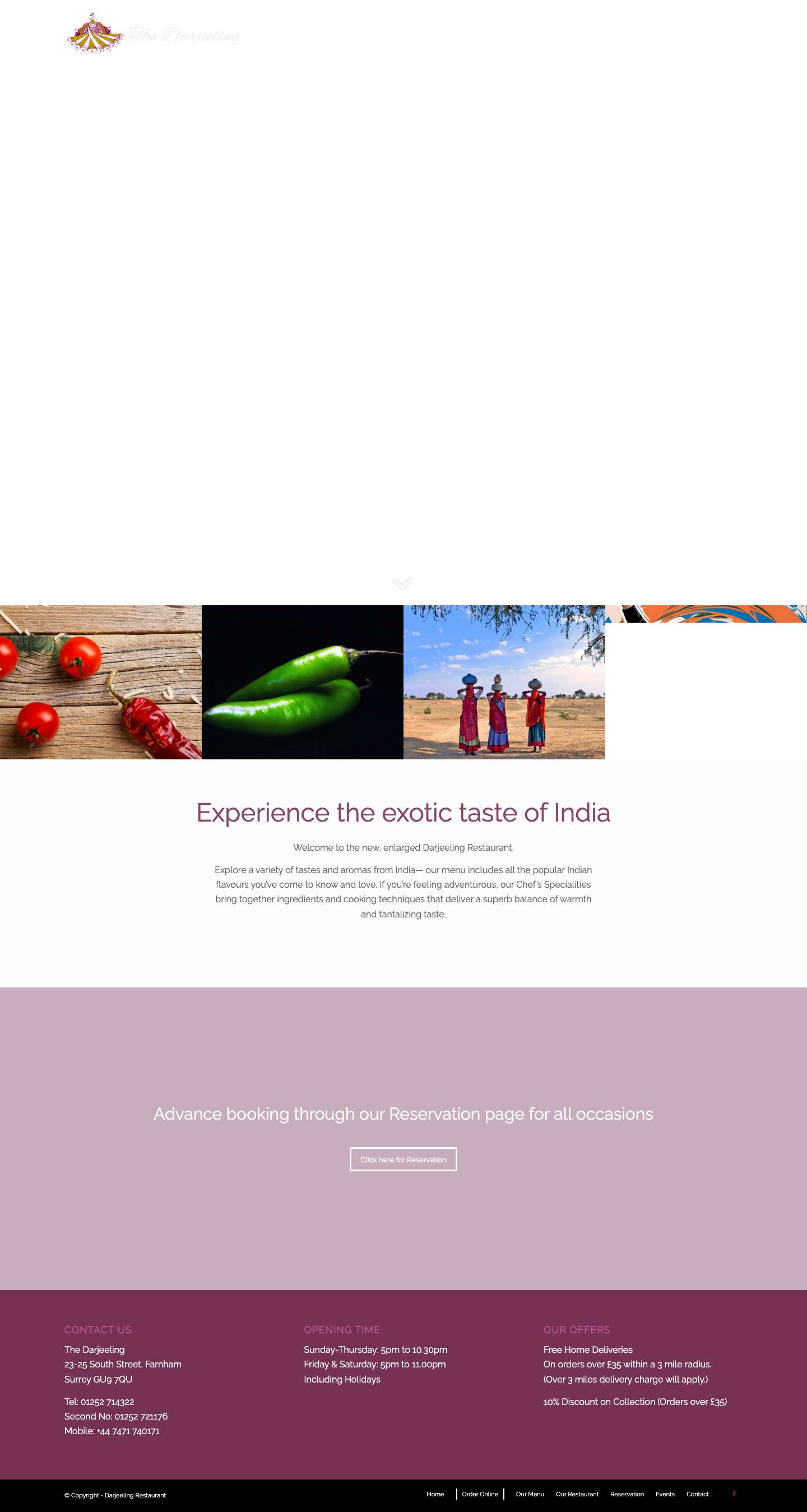 Darjeeling Restaurant – Indian Restaurant in Farnham, Surrey - Full Screenshot