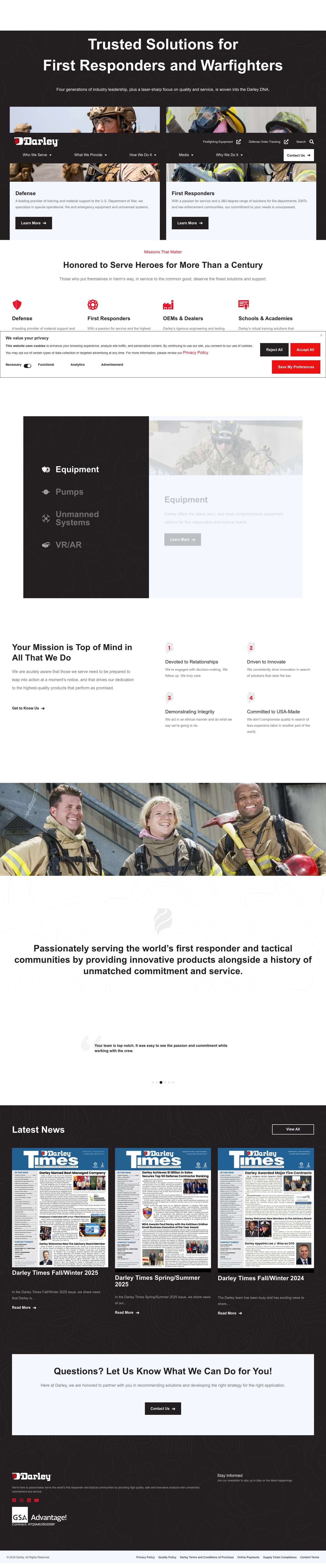 Darley: Global Manufacturer & Distributor for Today's Heroes - Full Screenshot