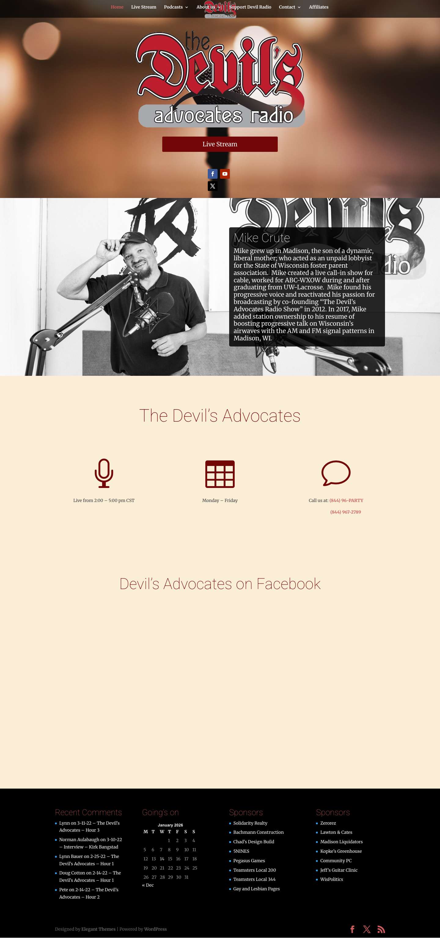 The Devil's Advocates Radio Network - Wisconsin | It's never personal...only politics. - Full Screenshot