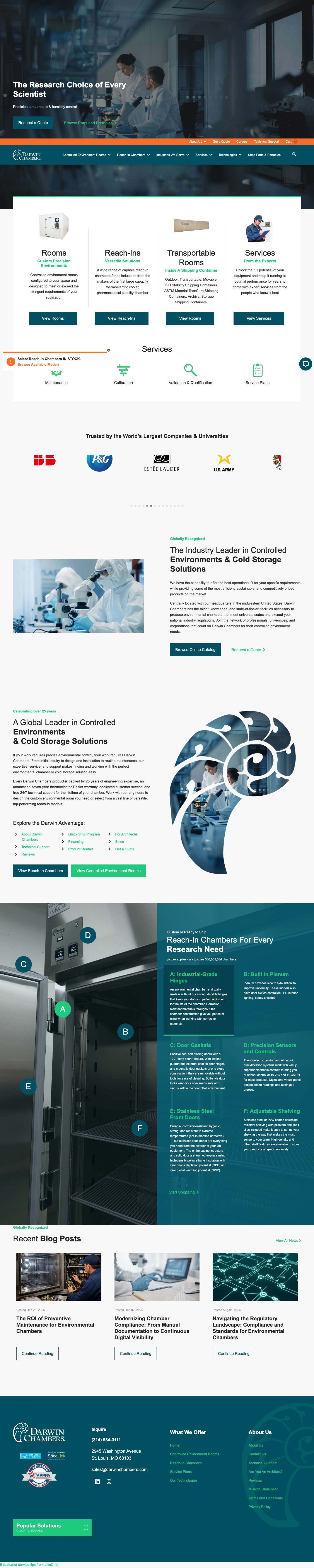 Darwin Chambers Company | Controlled Environment Manufacturer - Full Screenshot
