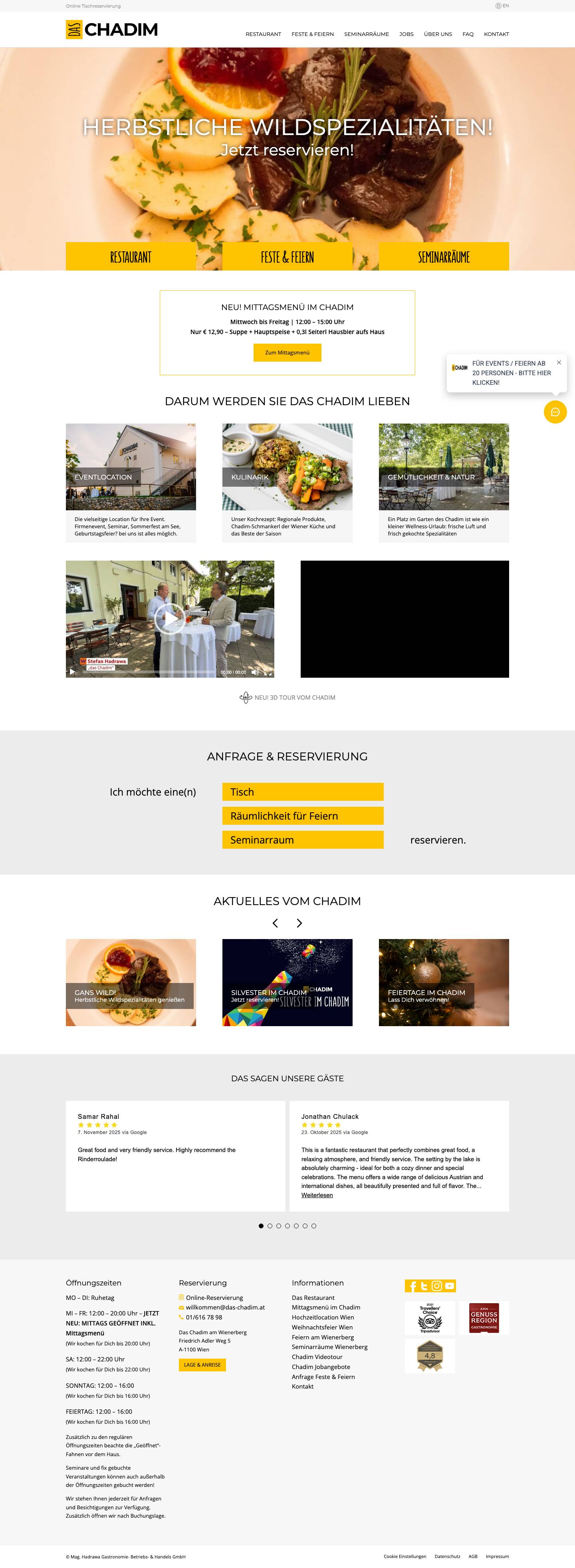 Das Chadim: Restaurant & Eventlocation Wien – Jetzt Buchen!Das Chadim: Restaurant & Eventlocation Wien – Jetzt Buchen!Nach oben scrollen - Full Screenshot