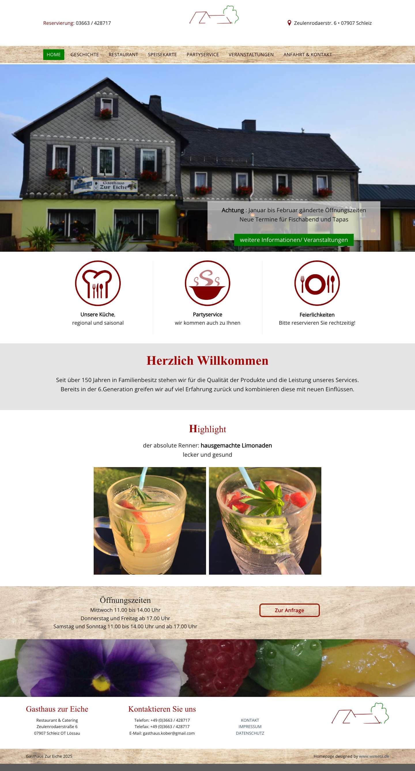 Gasthaus zur Eiche / Startseite / Schleiz OT Lössau - Full Screenshot