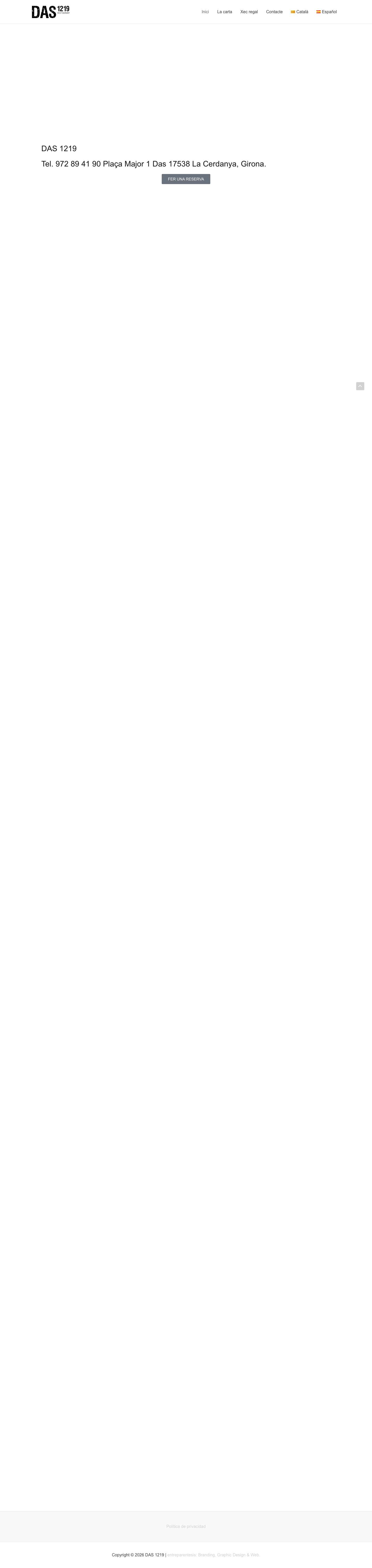 DAS 1219 – Restaurant Das 1219 Tel. 972 89 41 90 - Full Screenshot