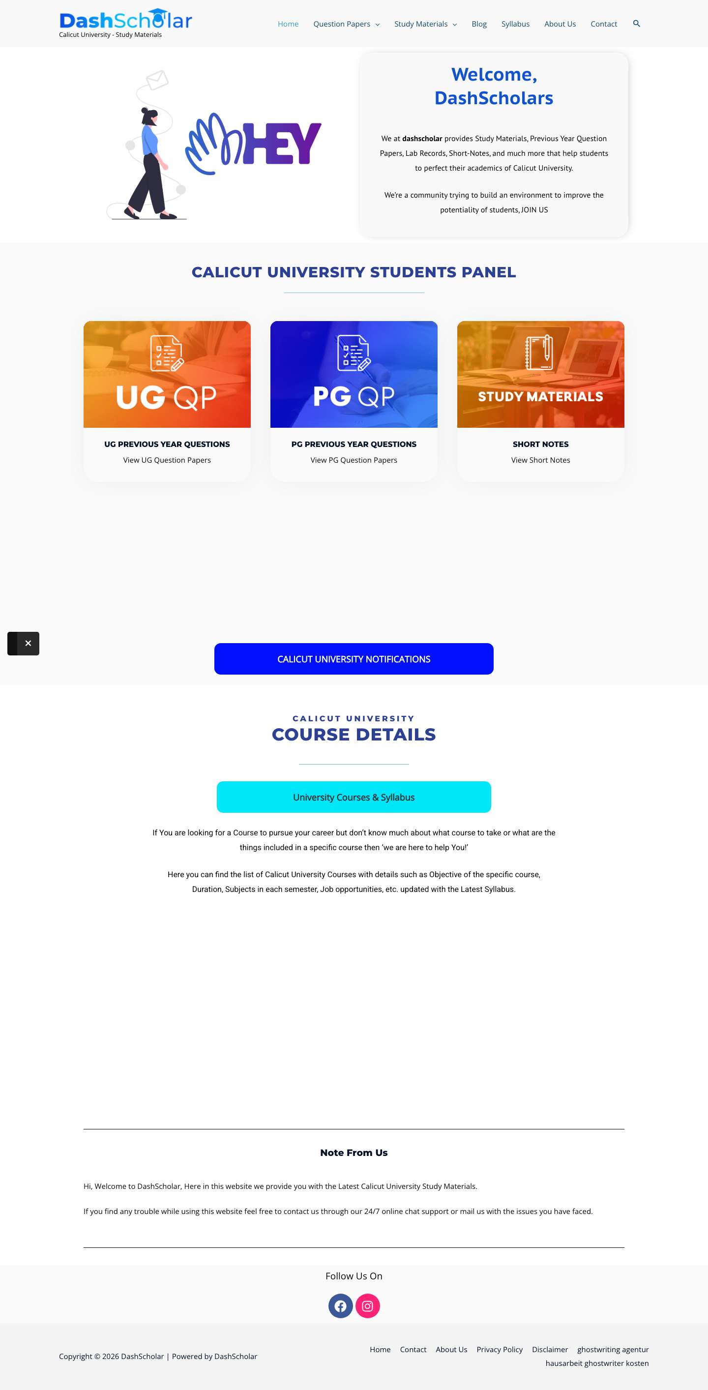 DashScholar – Calicut University – Study Materials - Full Screenshot