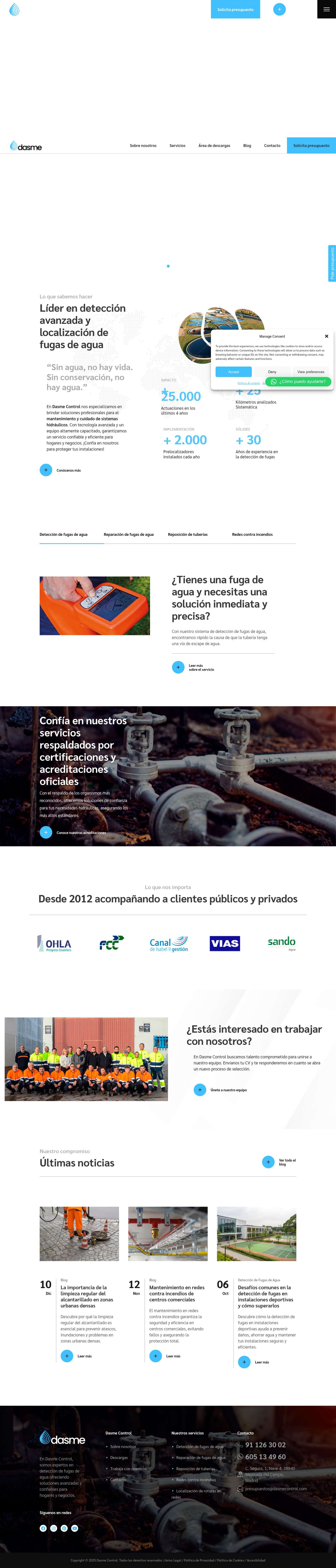 Líder en detección avanzada y localización de fugas de agua - Dasme Control - Full Screenshot