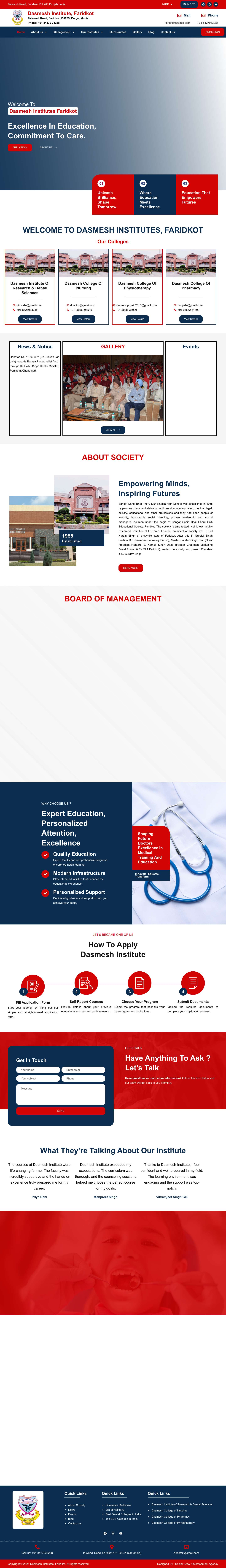 Best Dental Colleges North India | BDS College Punjab - Dasmesh Institute - Full Screenshot