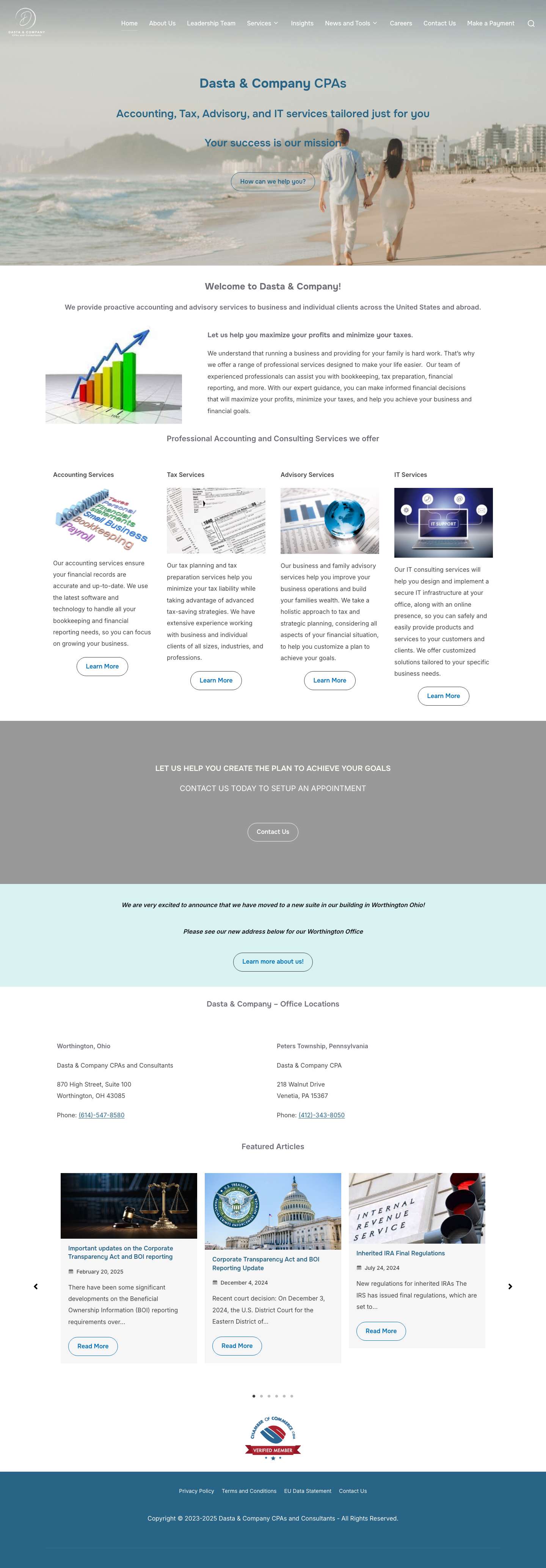 Dasta & Company | CPAs and Tax Accountants - Full Screenshot