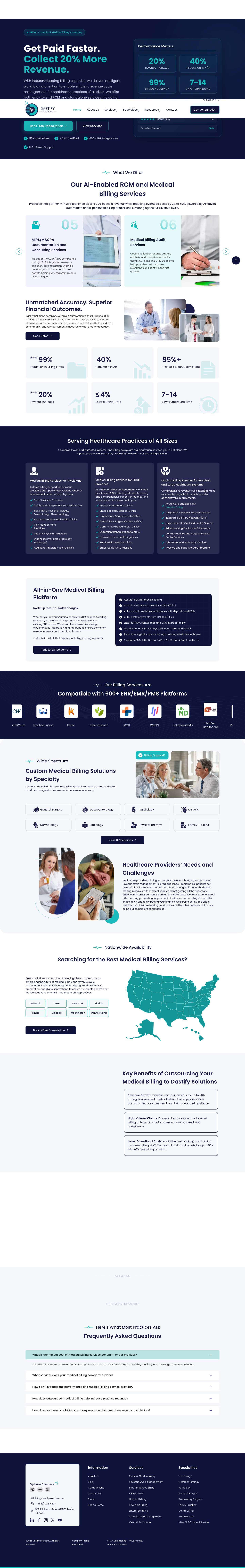 AI-Powered Medical Billing Company - Dastify Solutions - Full Screenshot
