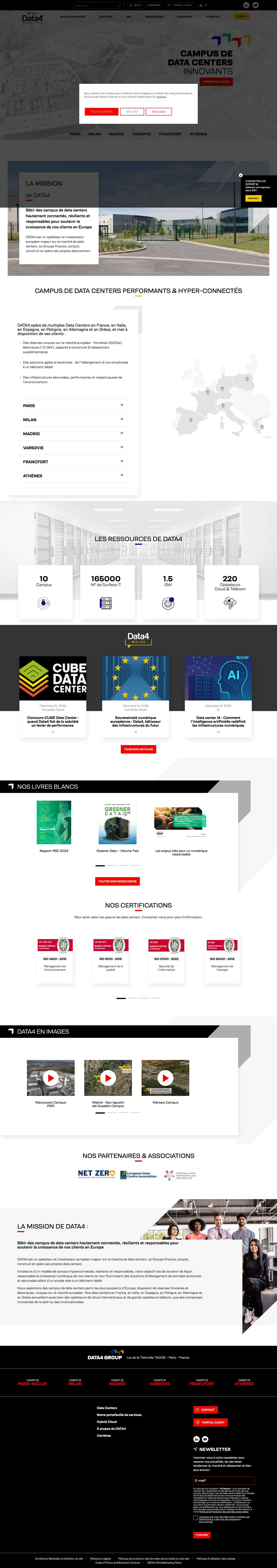 DATA4 | DataCenter en Europe | Data centers en Europe - Full Screenshot
