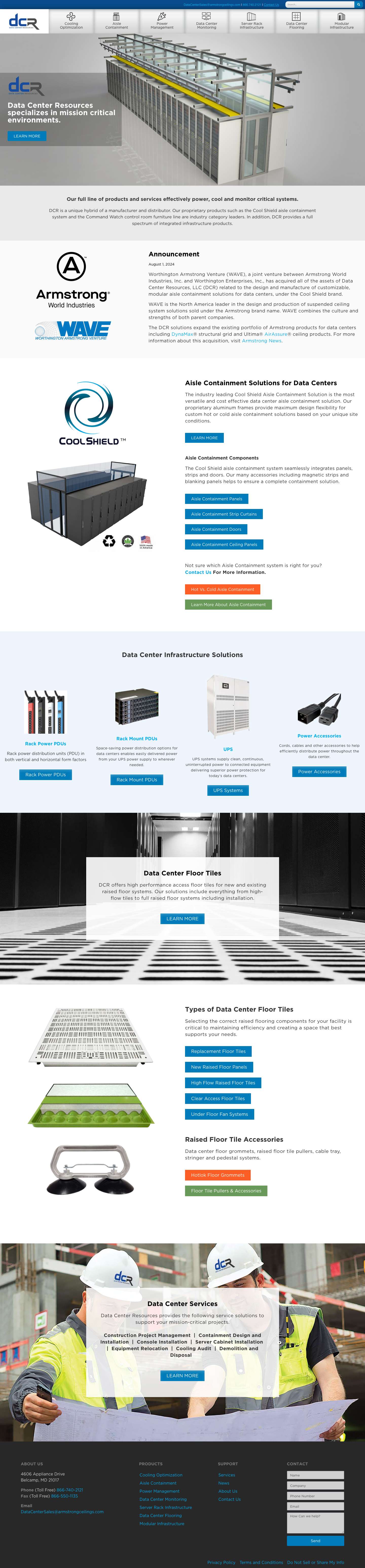 Data Center Resources | Aisle Containment & NOC Manufacturer - Full Screenshot