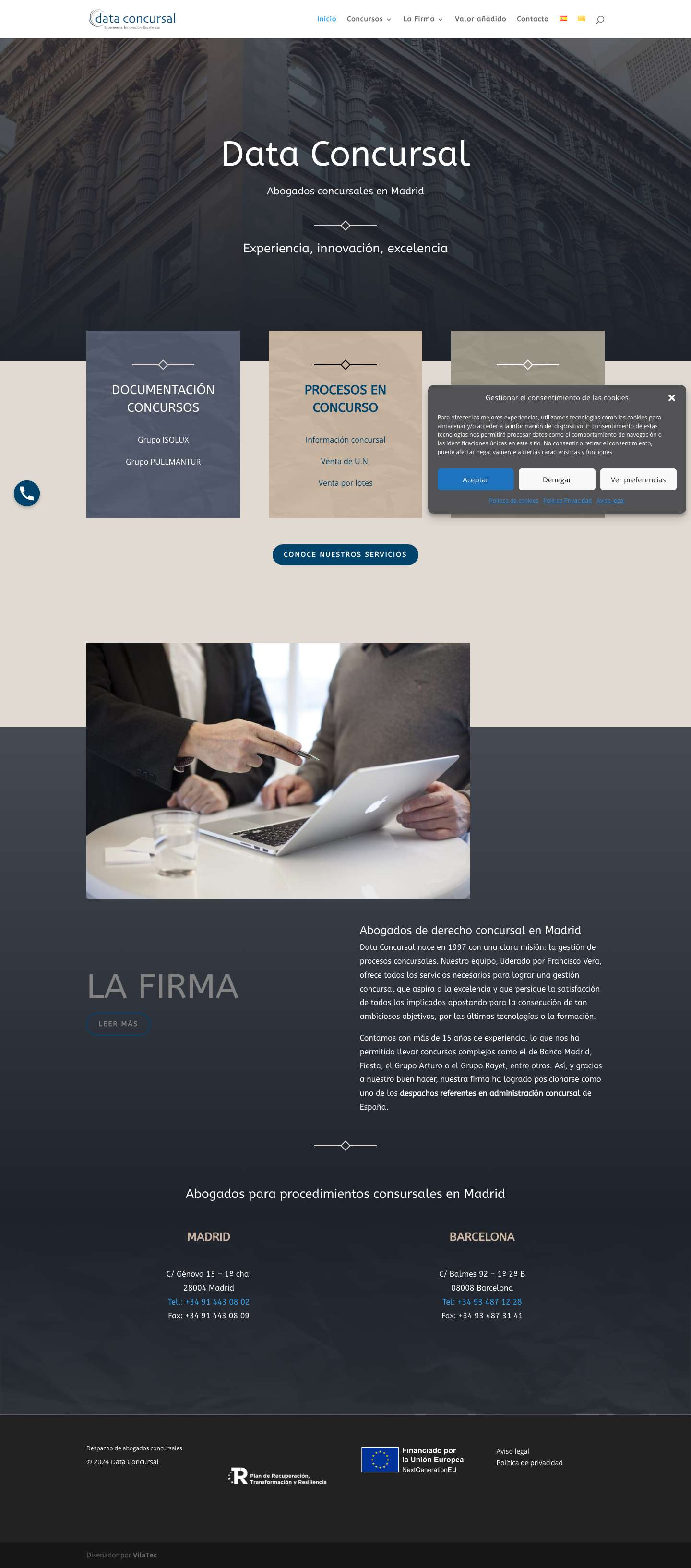 Abogados concursales en Madrid | Dataconcursal - Full Screenshot