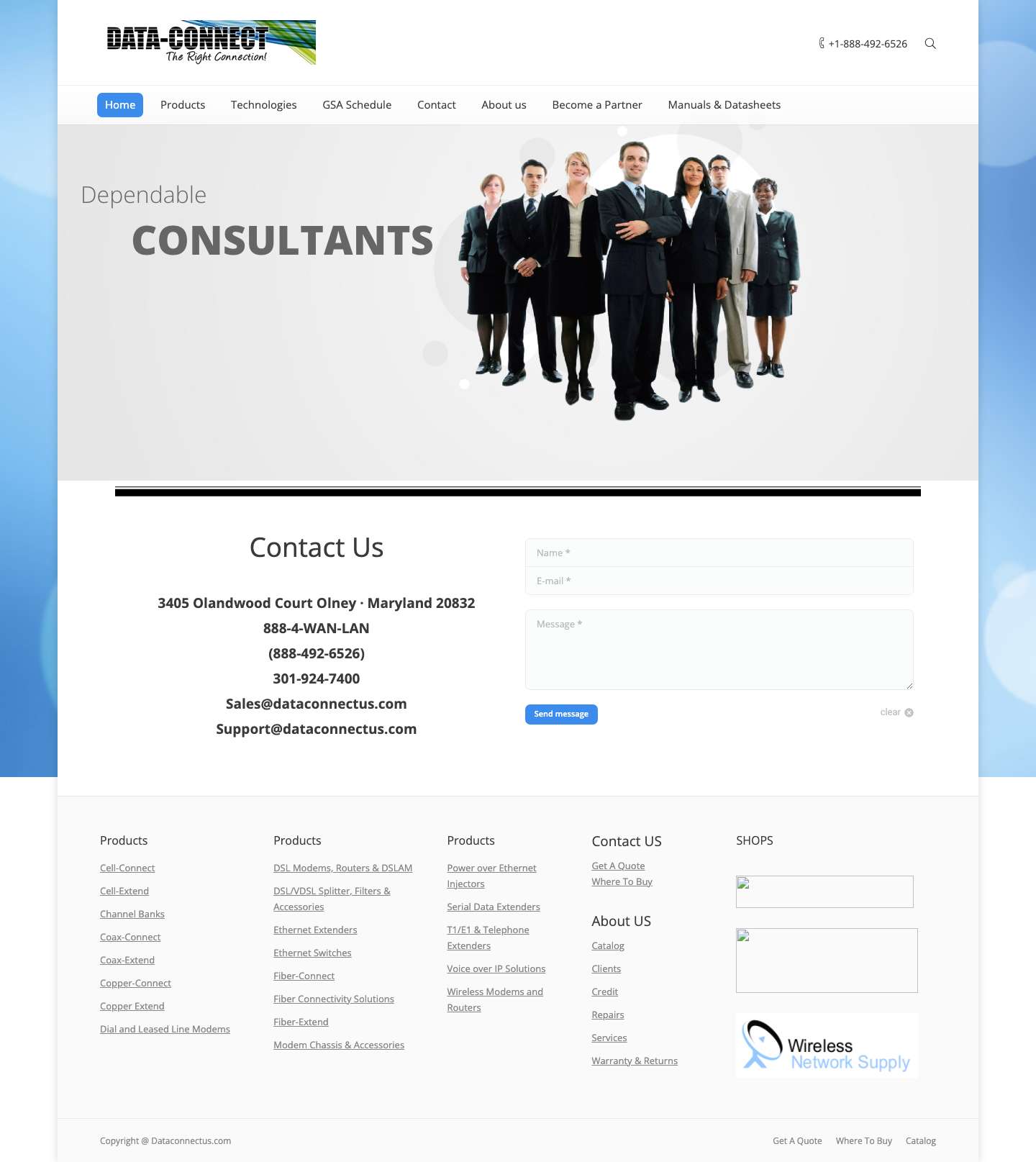Data Connect - The Right Connection | MODEMS | ETHERNET | FIBER | WIRELESS | EXTENDERS - Full Screenshot